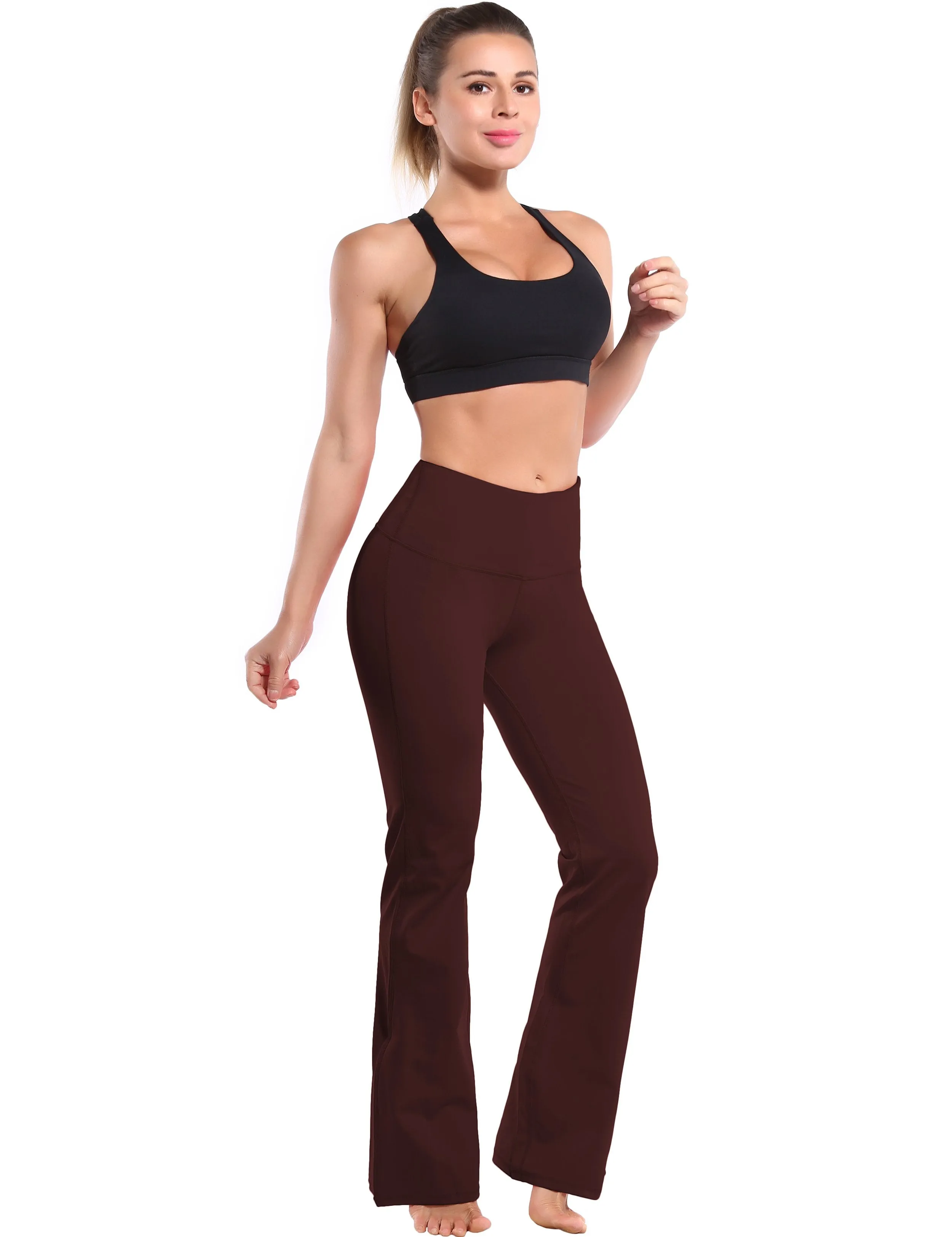 29" 31" 33" 35" 37" High Waist Bootcut Leggings Mahoganymaroon ins_Running