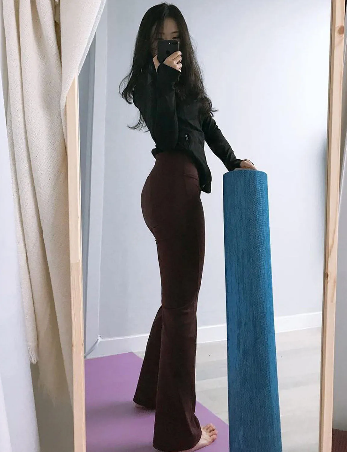 29" 31" 33" 35" 37" High Waist Bootcut Leggings Mahoganymaroon ins_Running