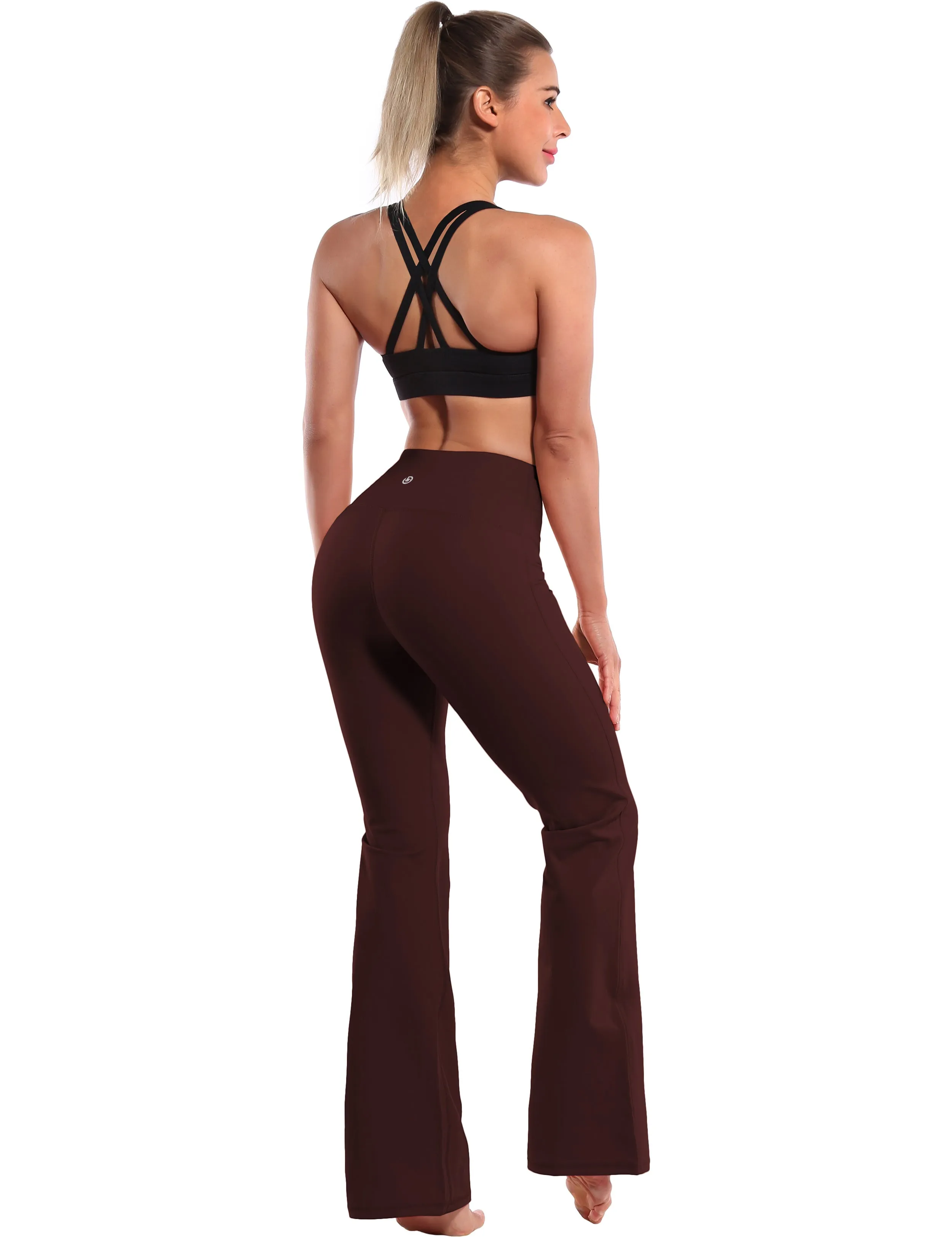29" 31" 33" 35" 37" High Waist Bootcut Leggings Mahoganymaroon_Running