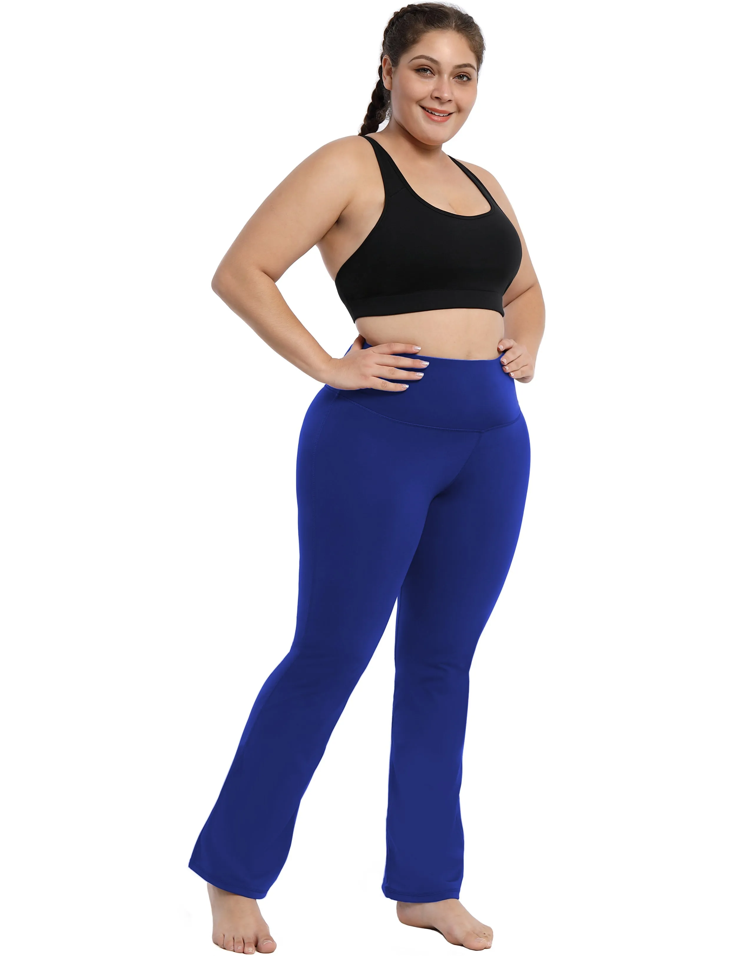 29" 31" 33" 35" 37" High Waist Bootcut Leggings Navy_Running
