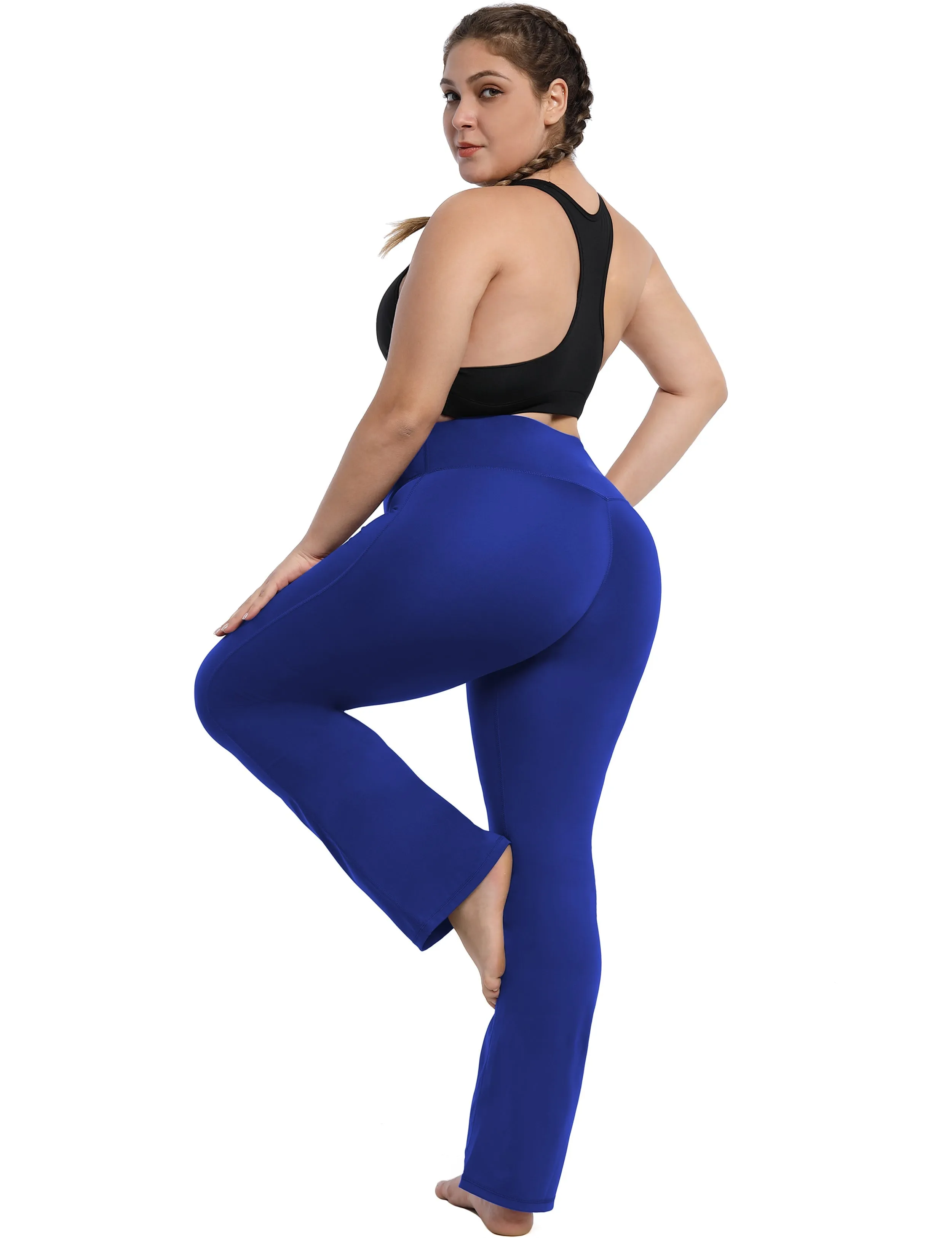 29" 31" 33" 35" 37" High Waist Bootcut Leggings Navy_Running