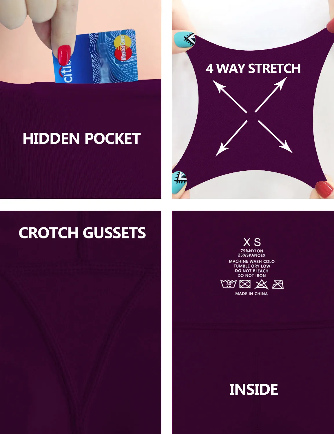 29" 31" 33" 35" 37" High Waist Bootcut Leggings Plum_Running