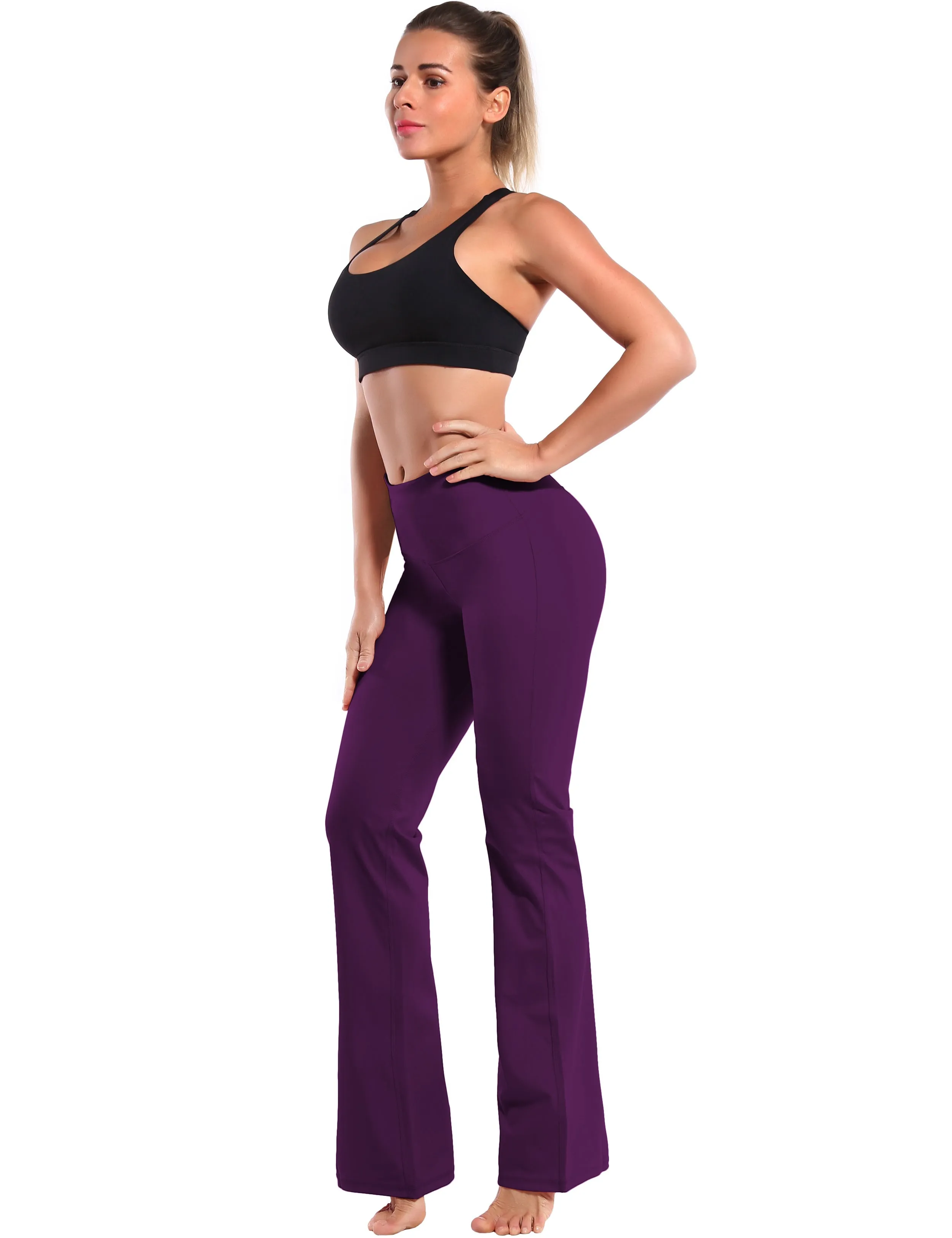29" 31" 33" 35" 37" High Waist Bootcut Leggings Plum_Running