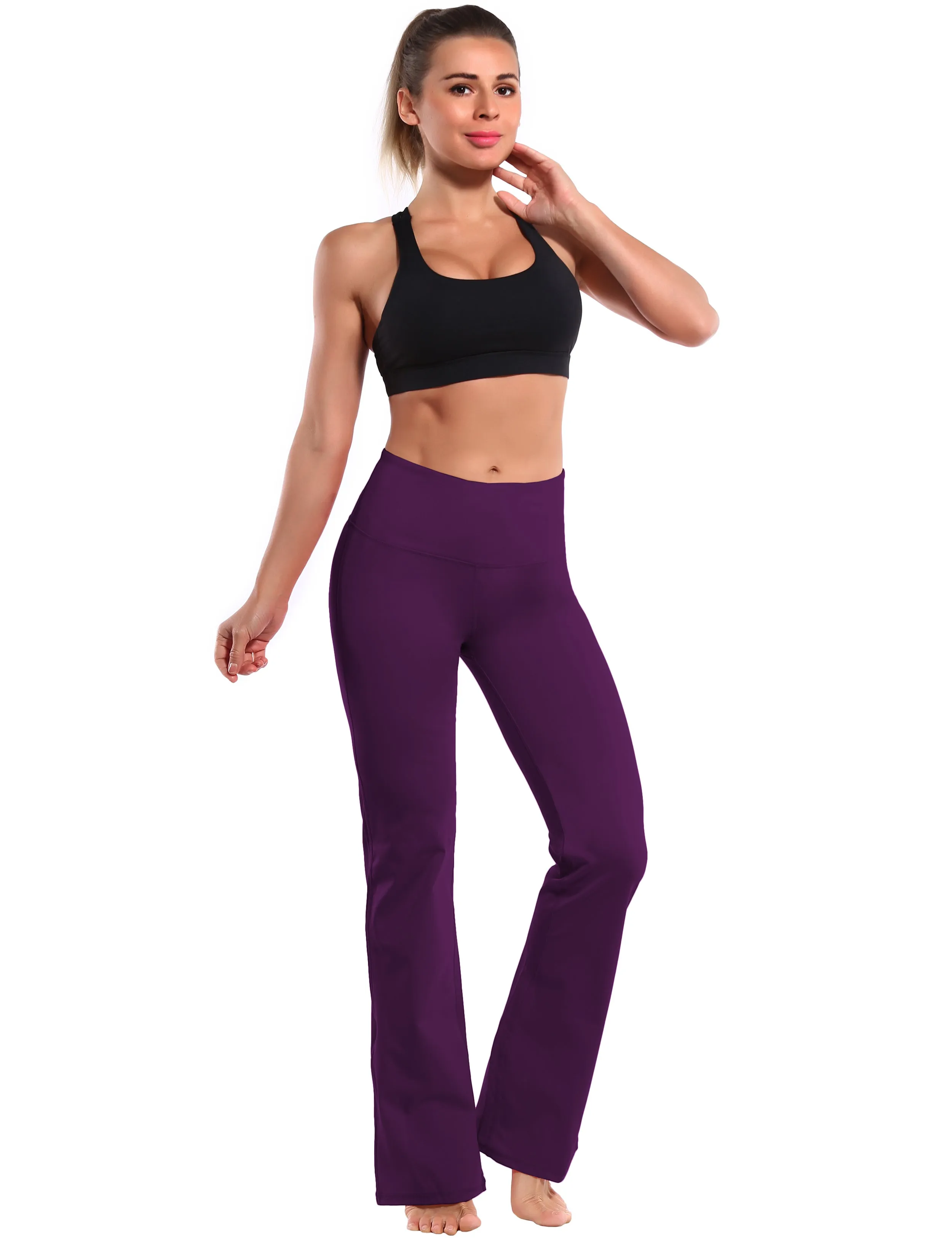 29" 31" 33" 35" 37" High Waist Bootcut Leggings Plum_Running