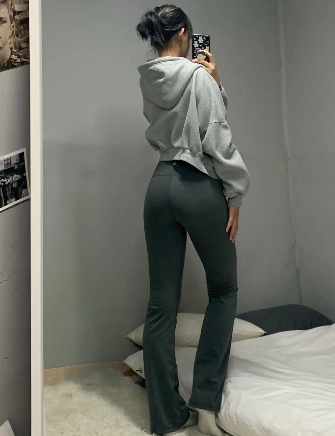 29" 31" 33" 35" 37" High Waist Bootcut Leggings Shadowcharcoal ins_Running