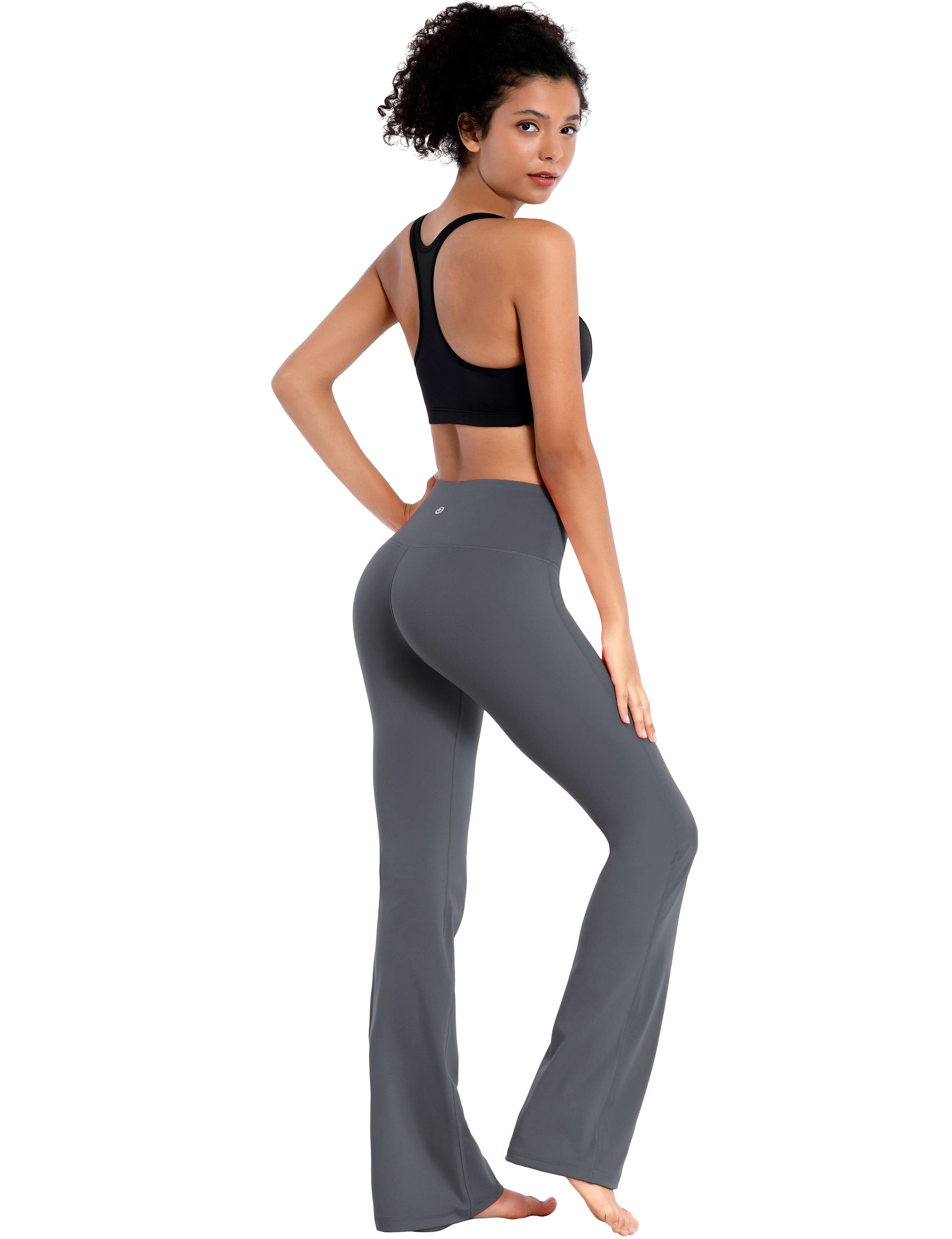 29" 31" 33" 35" 37" High Waist Bootcut Leggings Shadowcharcoal ins_Running