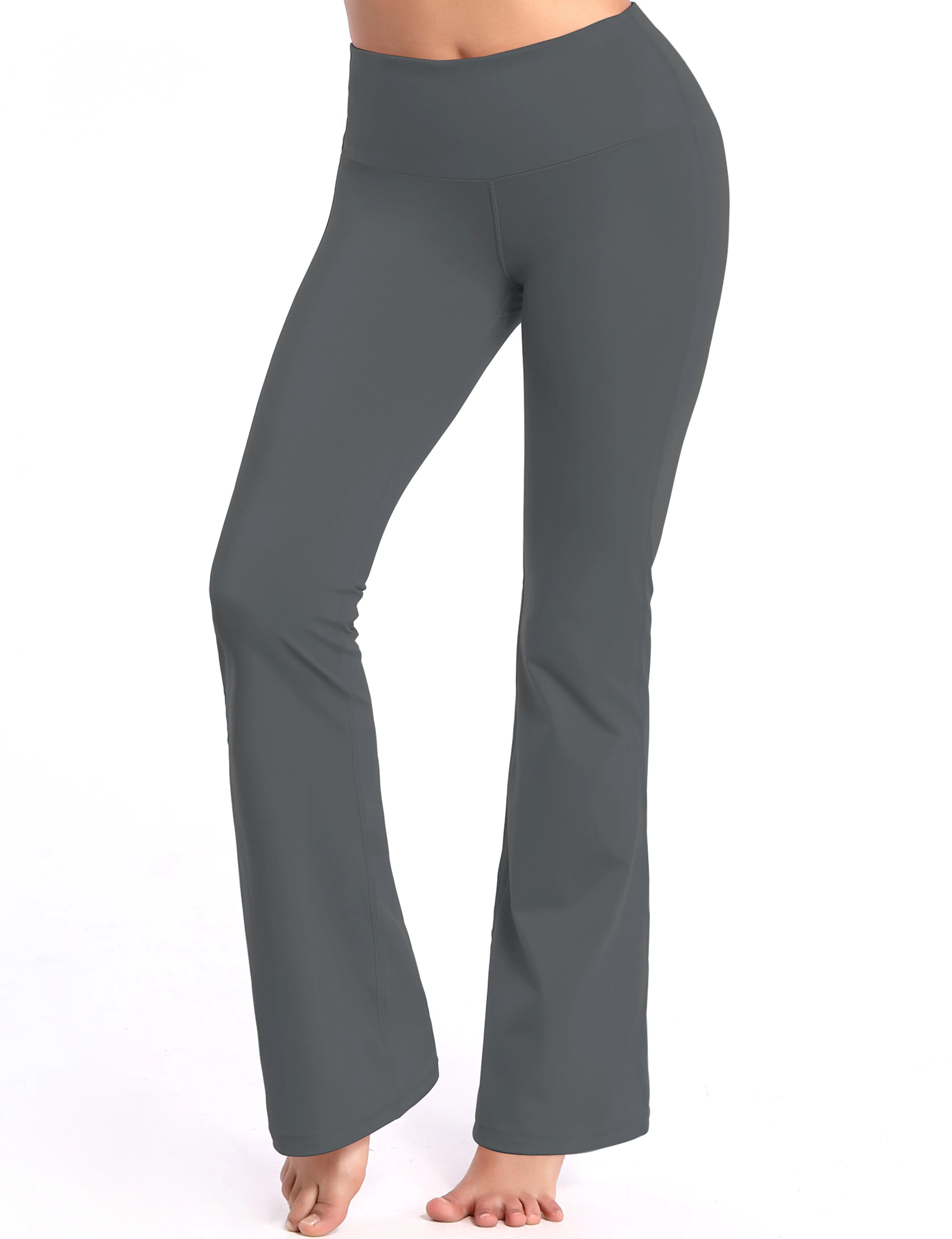 29" 31" 33" 35" 37" High Waist Bootcut Leggings Shadowcharcoal ins_Running