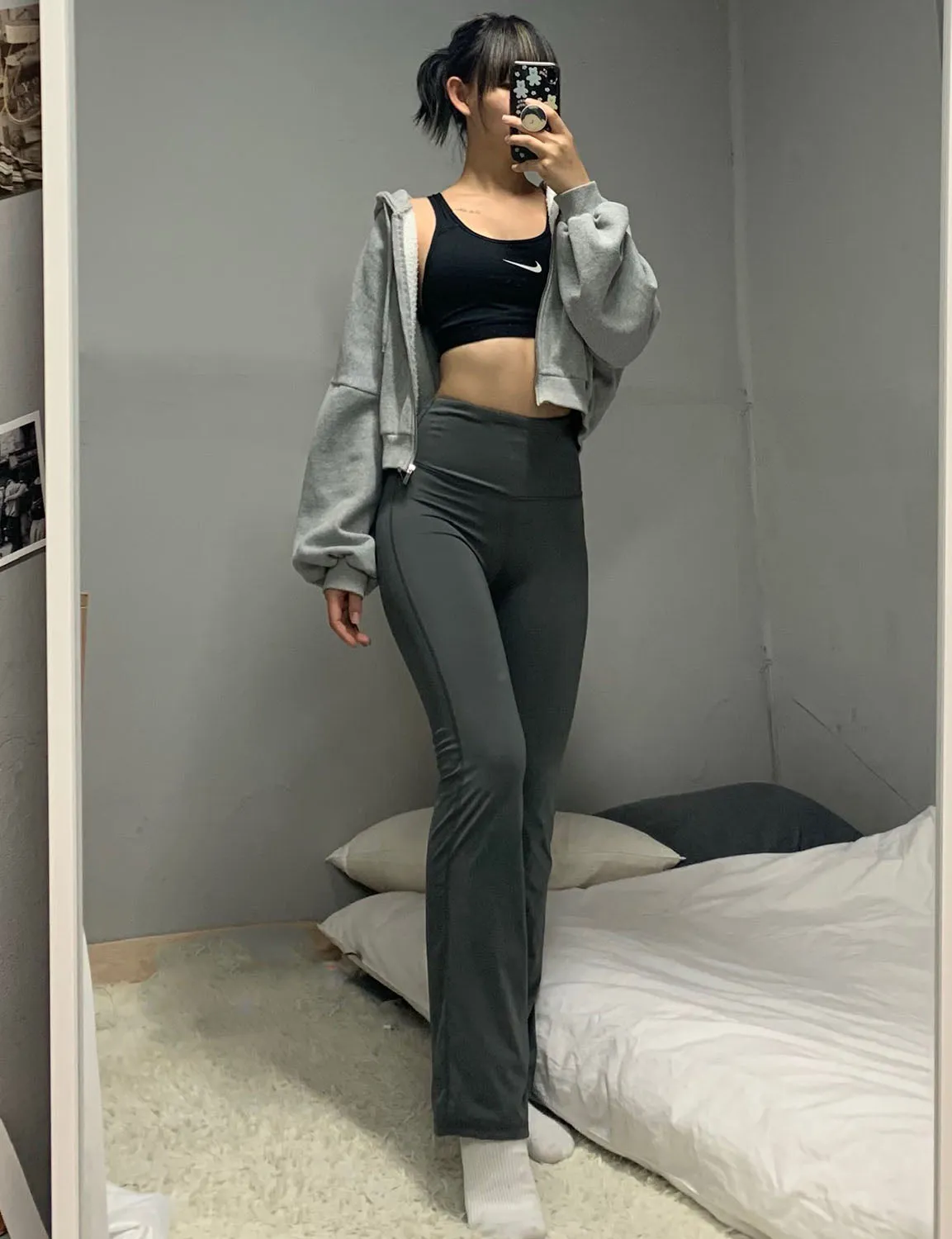29" 31" 33" 35" 37" High Waist Bootcut Leggings Shadowcharcoal ins_Running