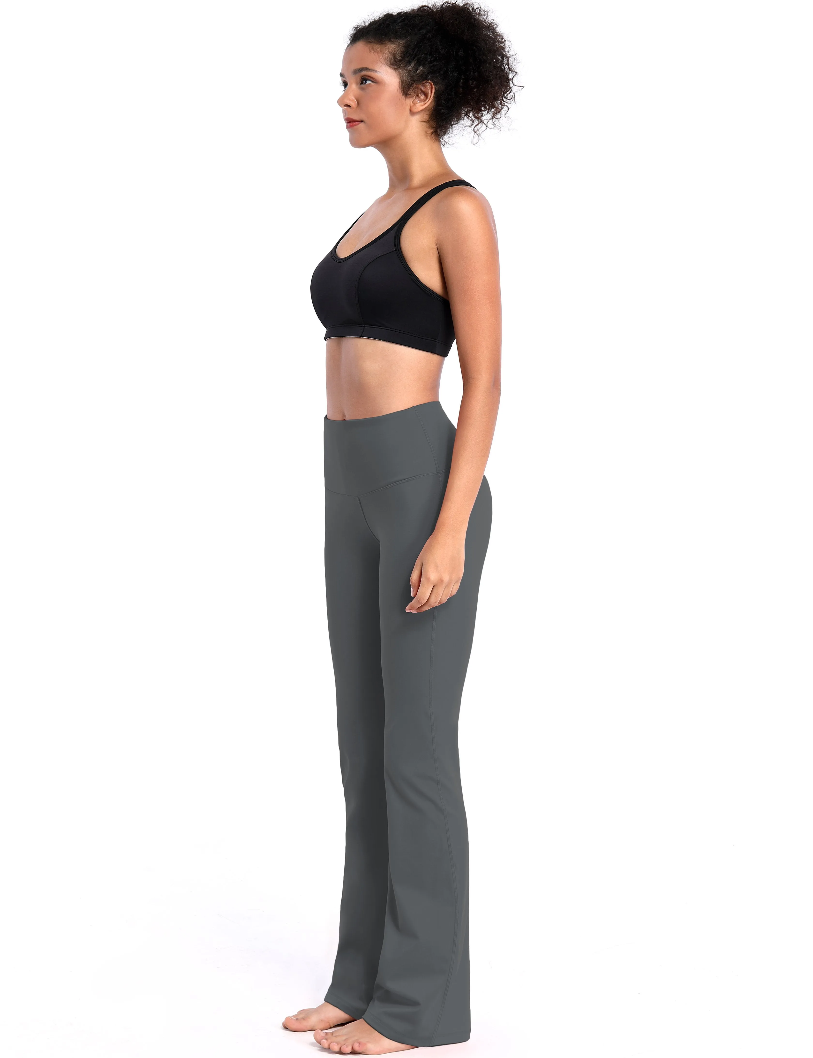 29" 31" 33" 35" 37" High Waist Bootcut Leggings Shadowcharcoal ins_Running
