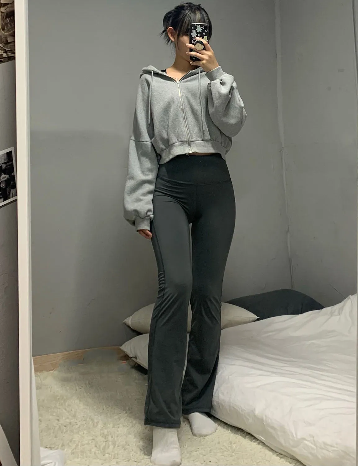 29" 31" 33" 35" 37" High Waist Bootcut Leggings Shadowcharcoal ins_Running