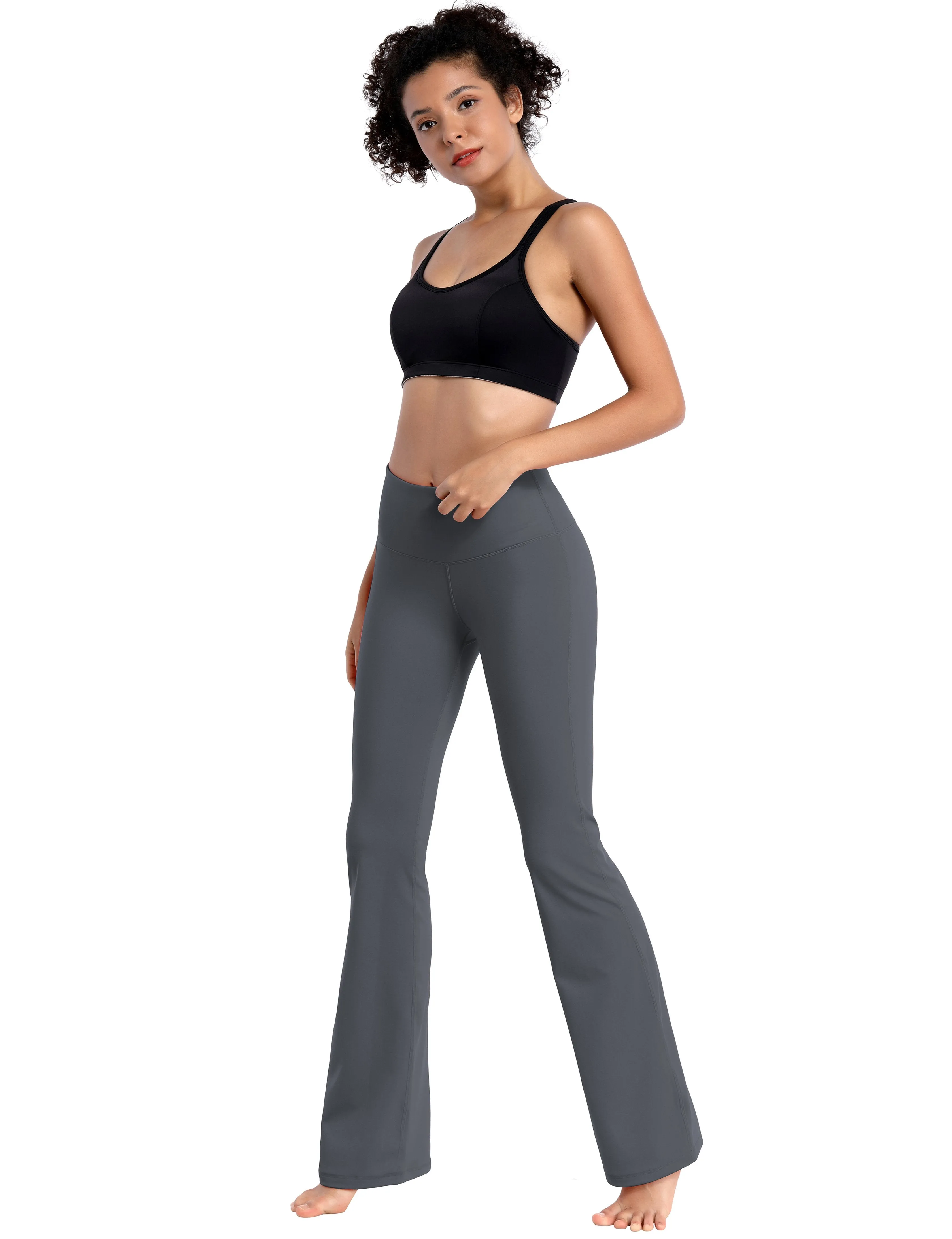 29" 31" 33" 35" 37" High Waist Bootcut Leggings Shadowcharcoal ins_Running