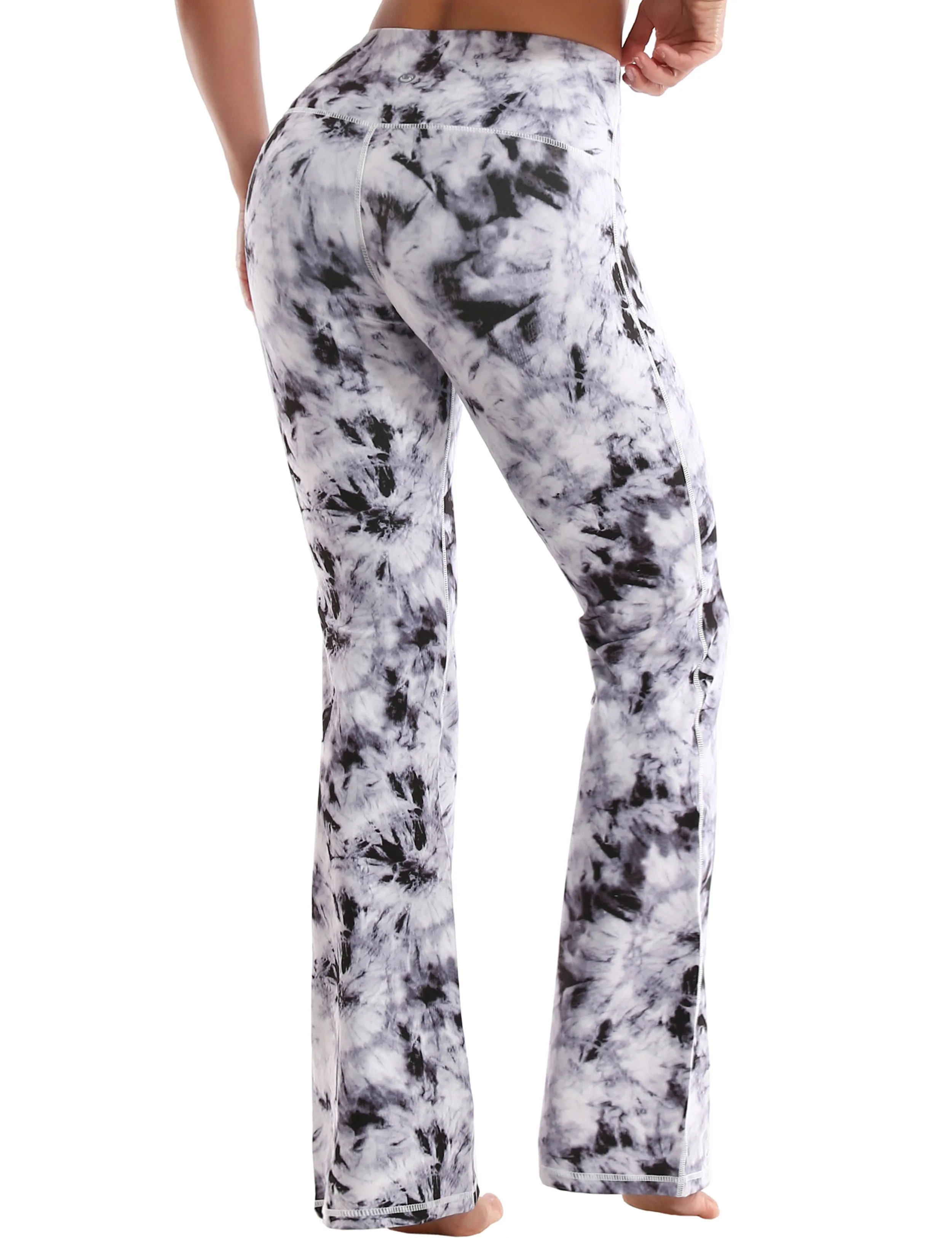 29" 31" 33" 35" 37" High Waist Printed Bootcut Leggings Black Dandelion_Running