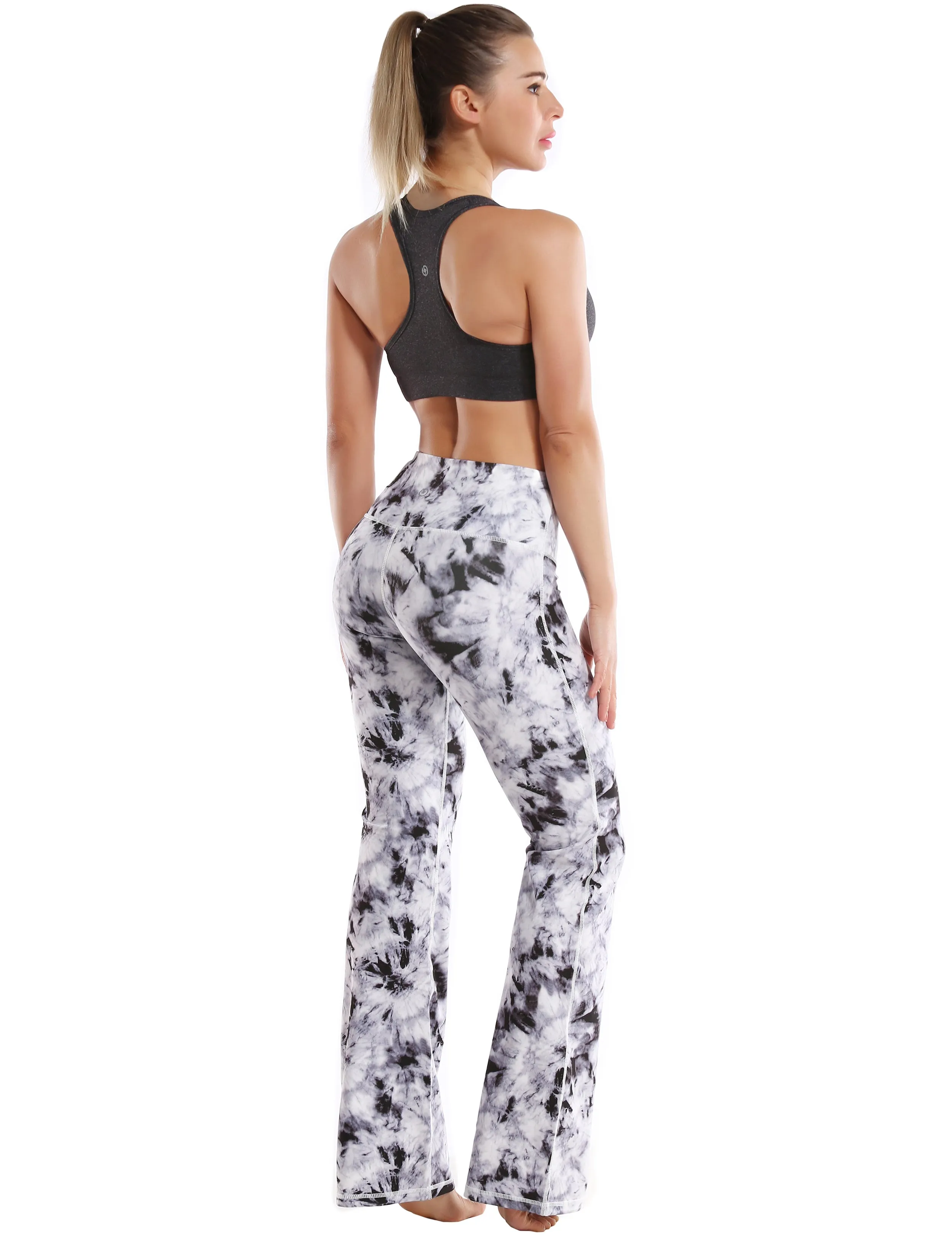 29" 31" 33" 35" 37" High Waist Printed Bootcut Leggings Black Dandelion_Running