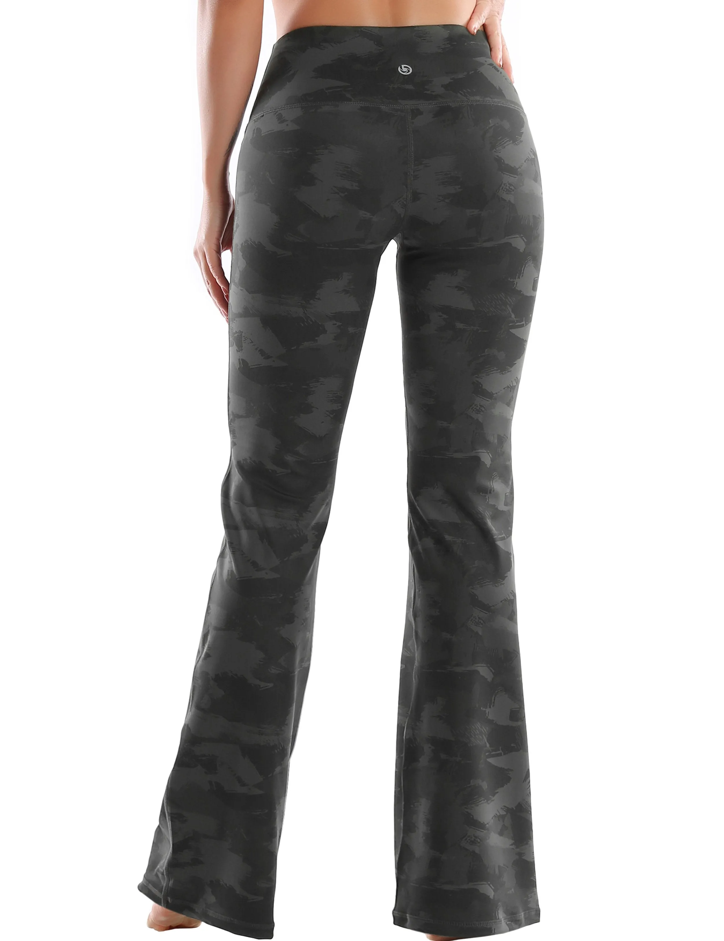 29" 31" 33" 35" 37" High Waist Printed Bootcut Leggings dimgray brushcamo ins_Running