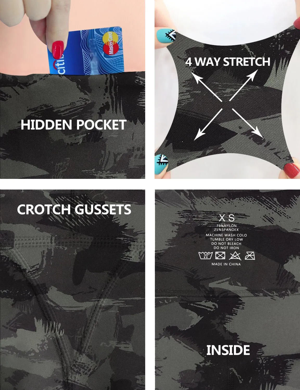 29" 31" 33" 35" 37" High Waist Printed Bootcut Leggings dimgray brushcamo ins_Running