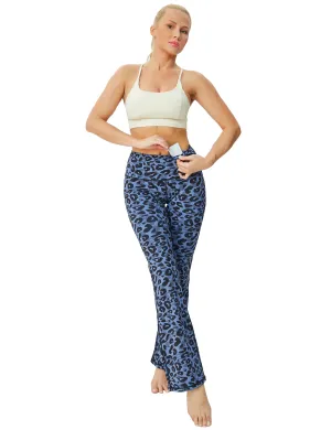 29" 31" 33" 35" 37" High Waist Printed Bootcut Leggings navy_leopard_Running