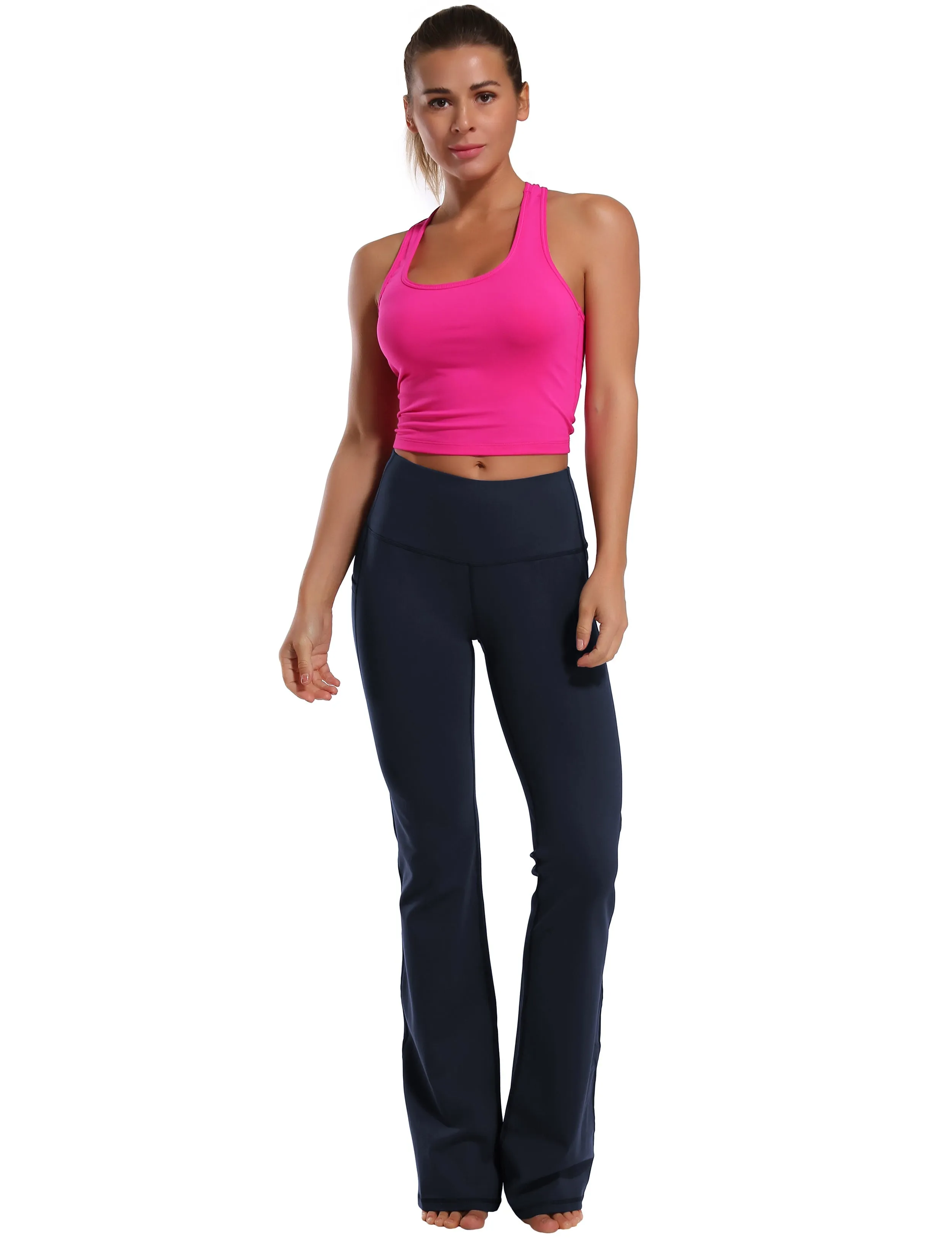 29" 31" 33" 35" 37"  Side Pockets Bootcut Leggings darknavy_Running