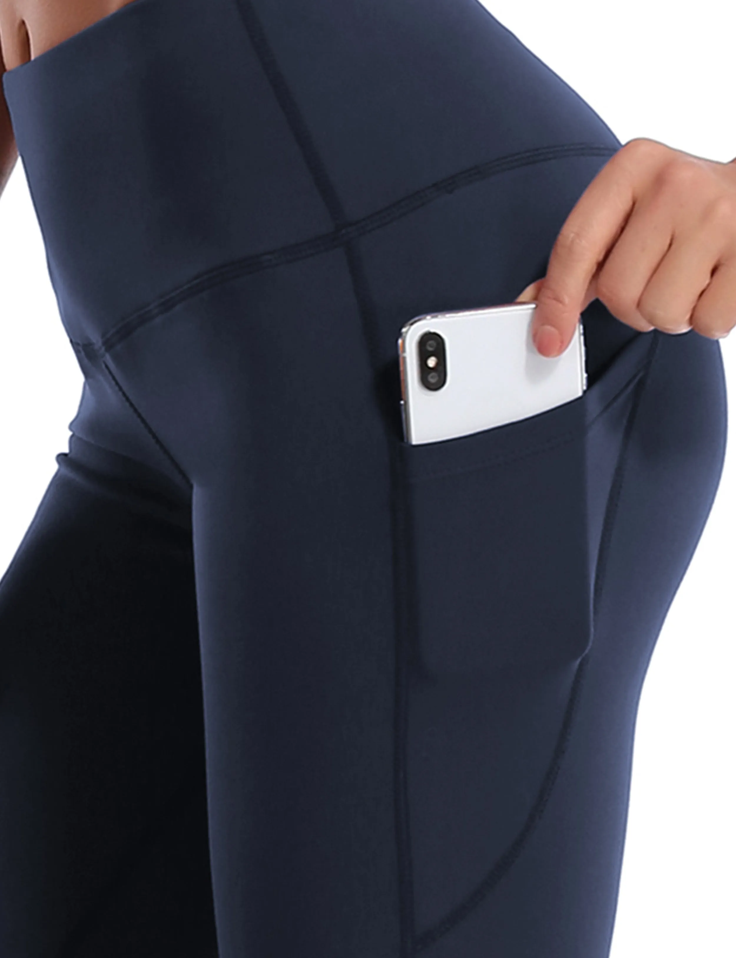 29" 31" 33" 35" 37"  Side Pockets Bootcut Leggings darknavy_Running