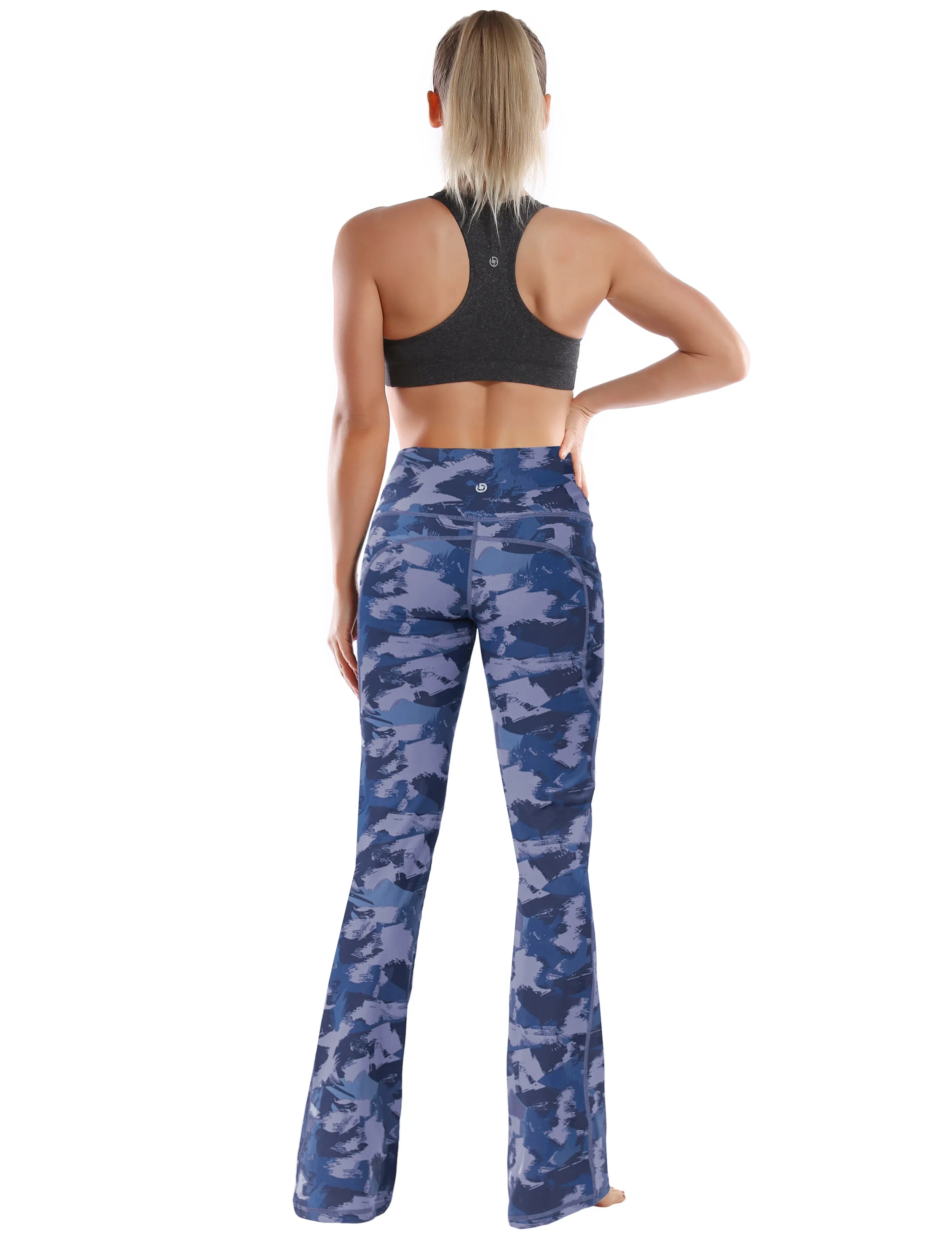 29" 31" 33" 35" 37"  Side Pockets Bootcut Leggings navy brushcamo_Running
