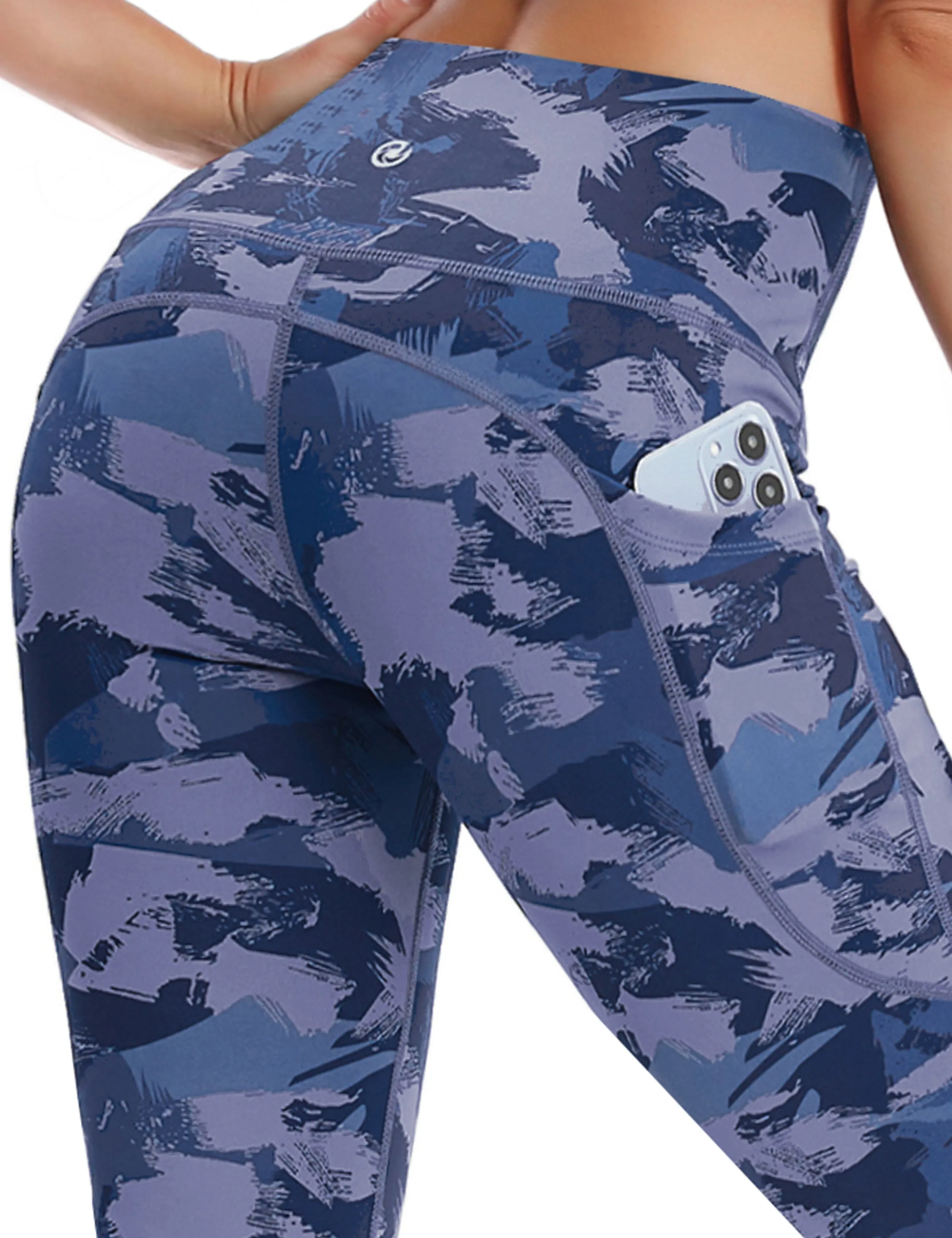 29" 31" 33" 35" 37"  Side Pockets Bootcut Leggings navy brushcamo_Running