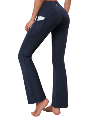 29" 31" 33" 35" 37"  Side Pockets Bootcut Leggings navyblue_Running