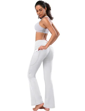 29" 31" 33" 35" 37"  Side Pockets Bootcut Leggings white_Running