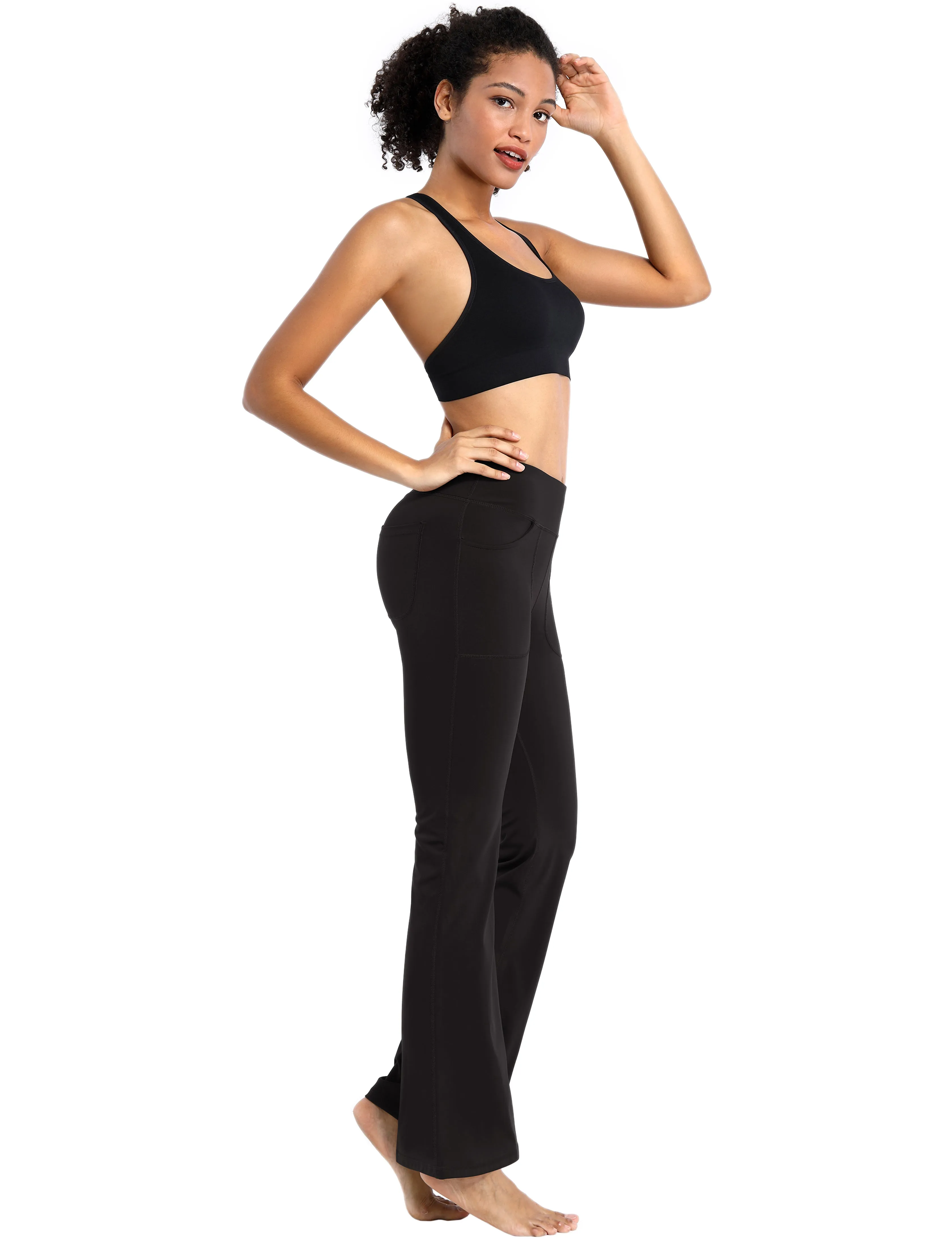 29" 31" 33" 35" Bootcut Leggings with Pockets black_Running