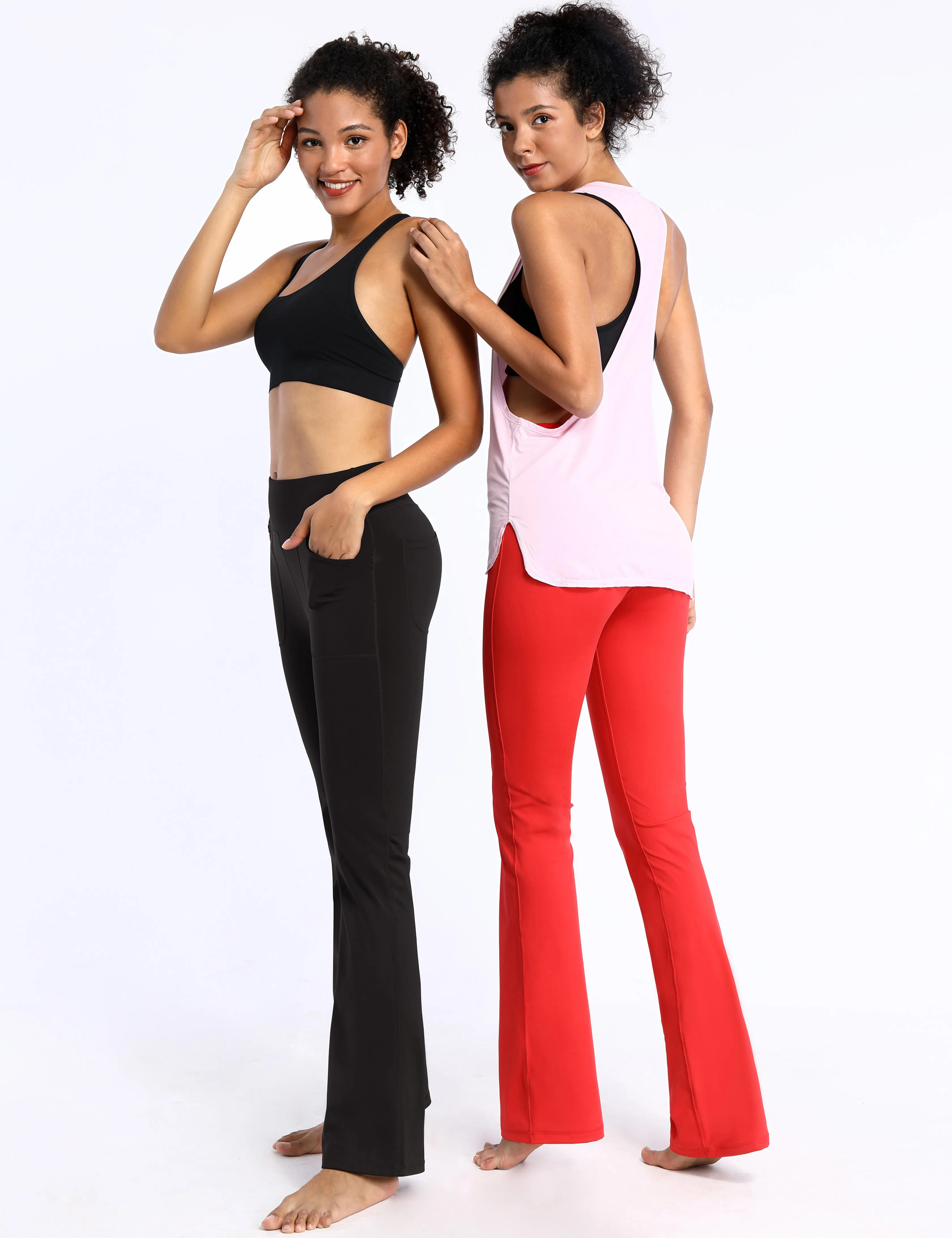 29" 31" 33" 35" Bootcut Leggings with Pockets black_Running