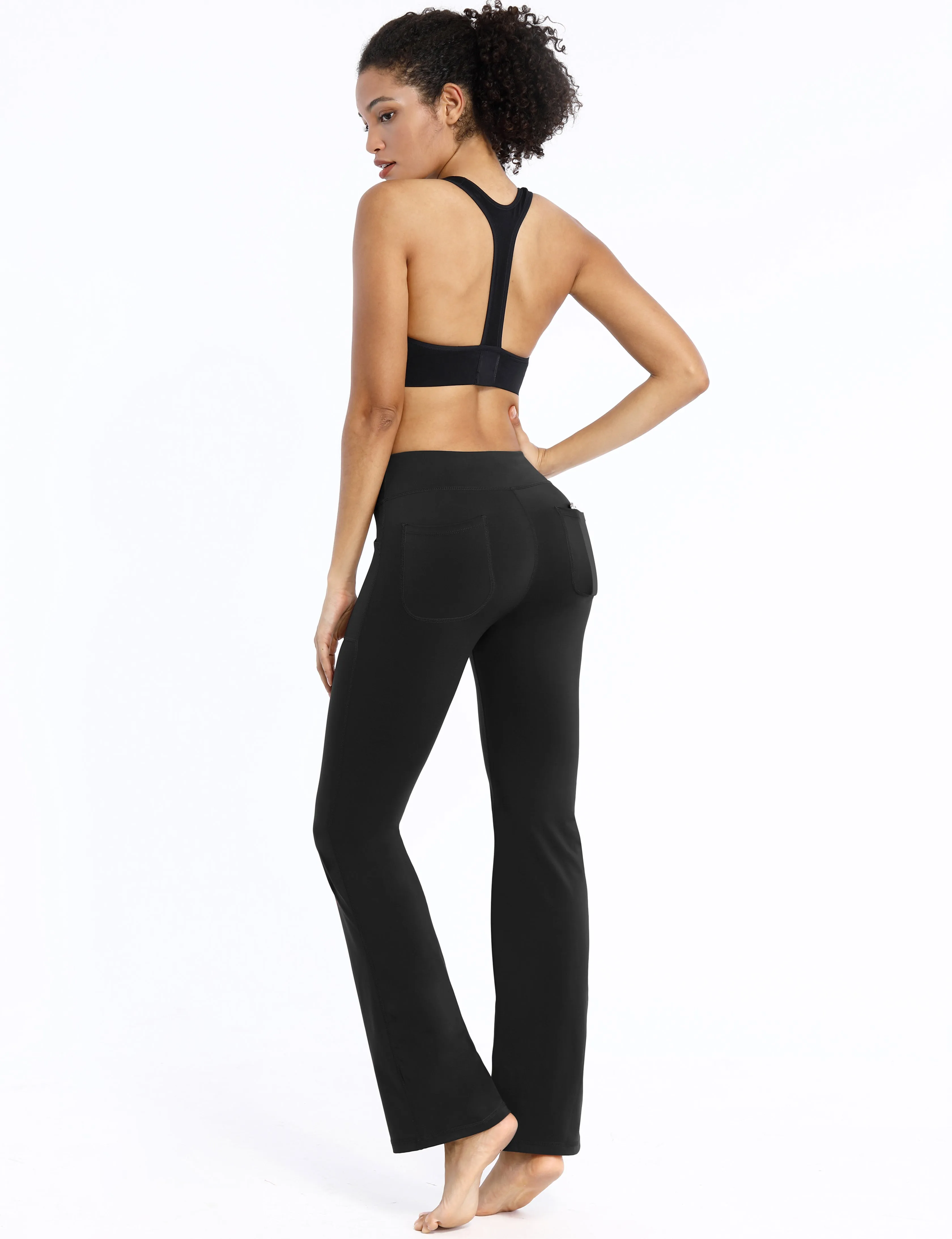 29" 31" 33" 35" Bootcut Leggings with Pockets black_Running