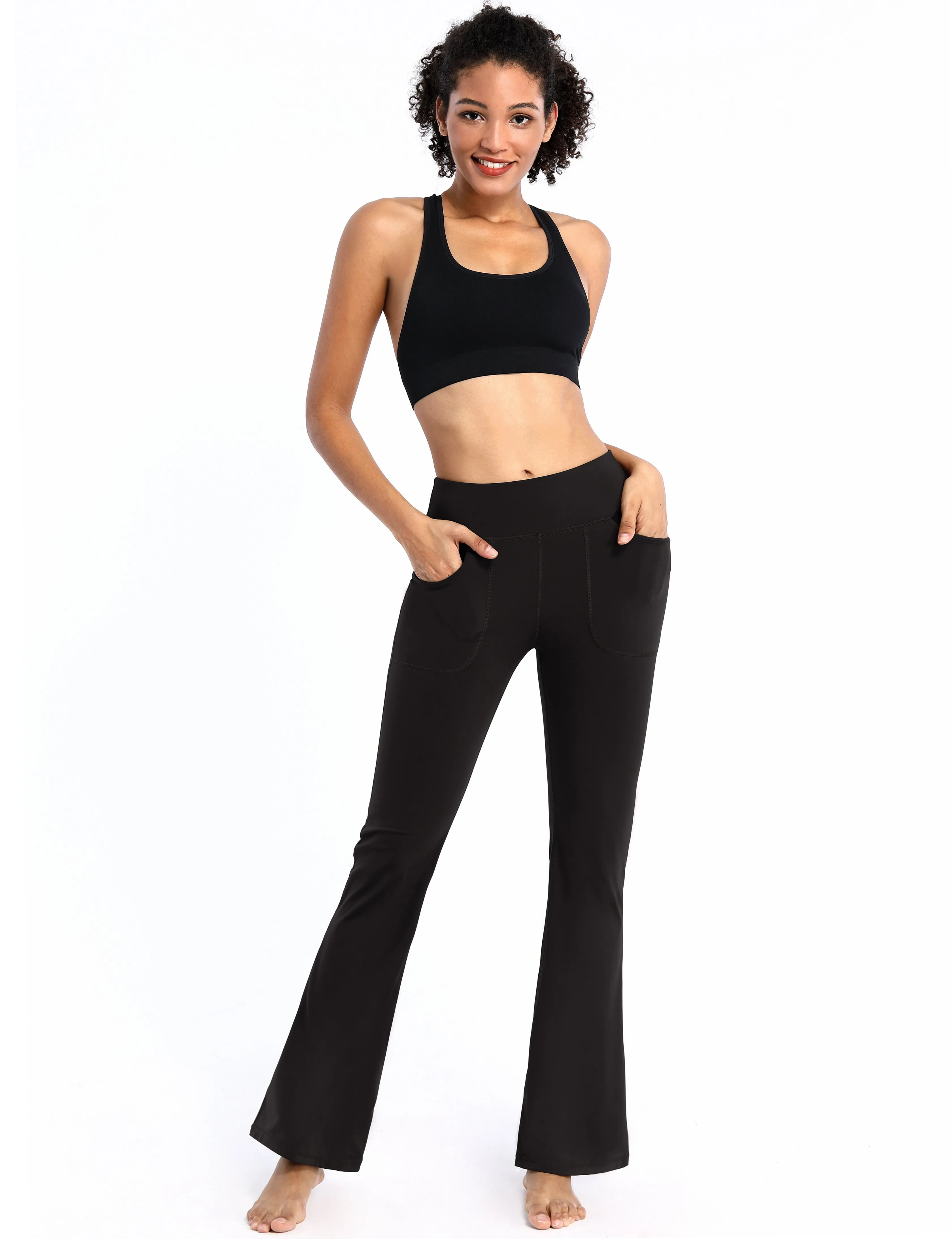 29" 31" 33" 35" Bootcut Leggings with Pockets black_Running