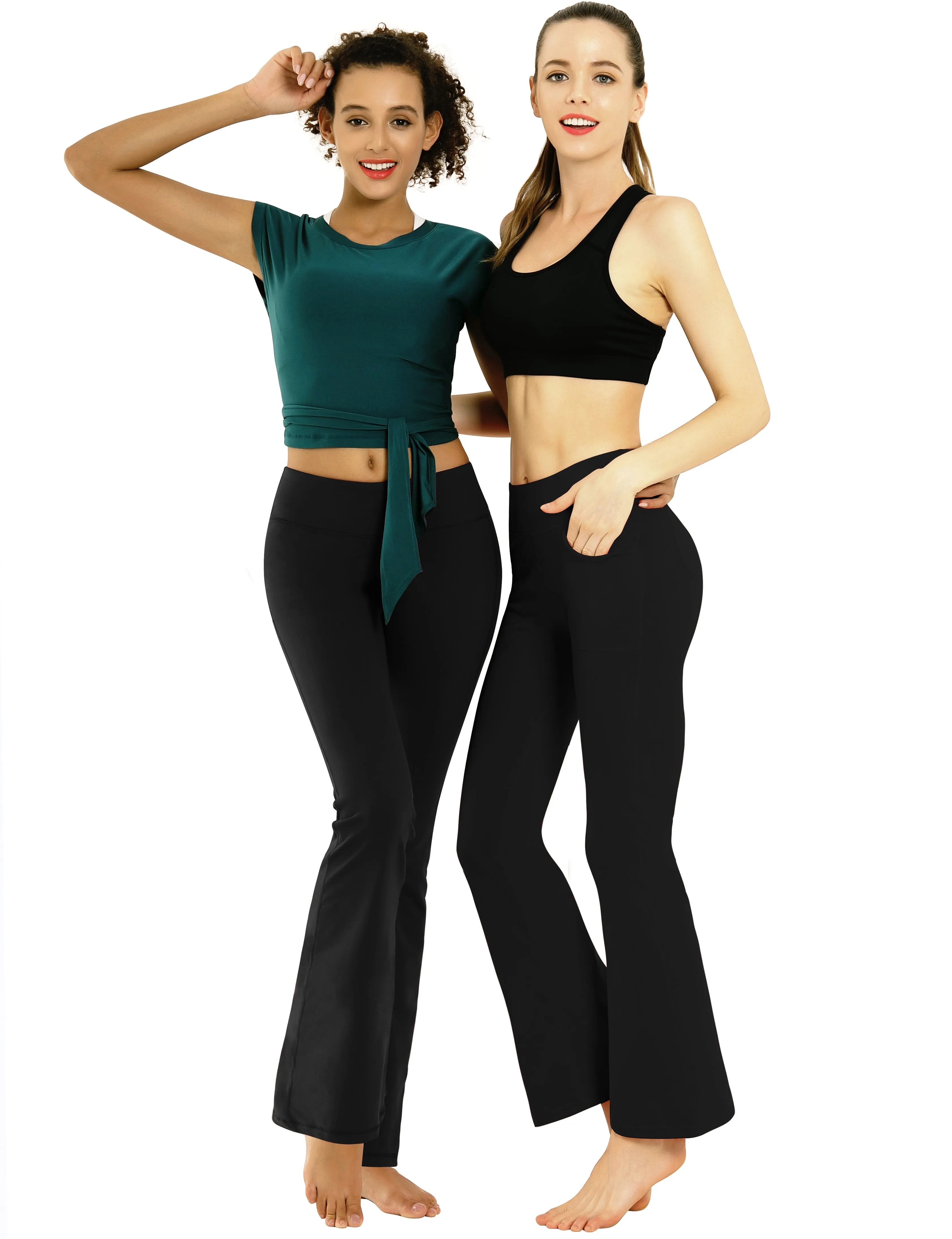 29" 31" 33" 35" Bootcut Leggings with Pockets black_Running