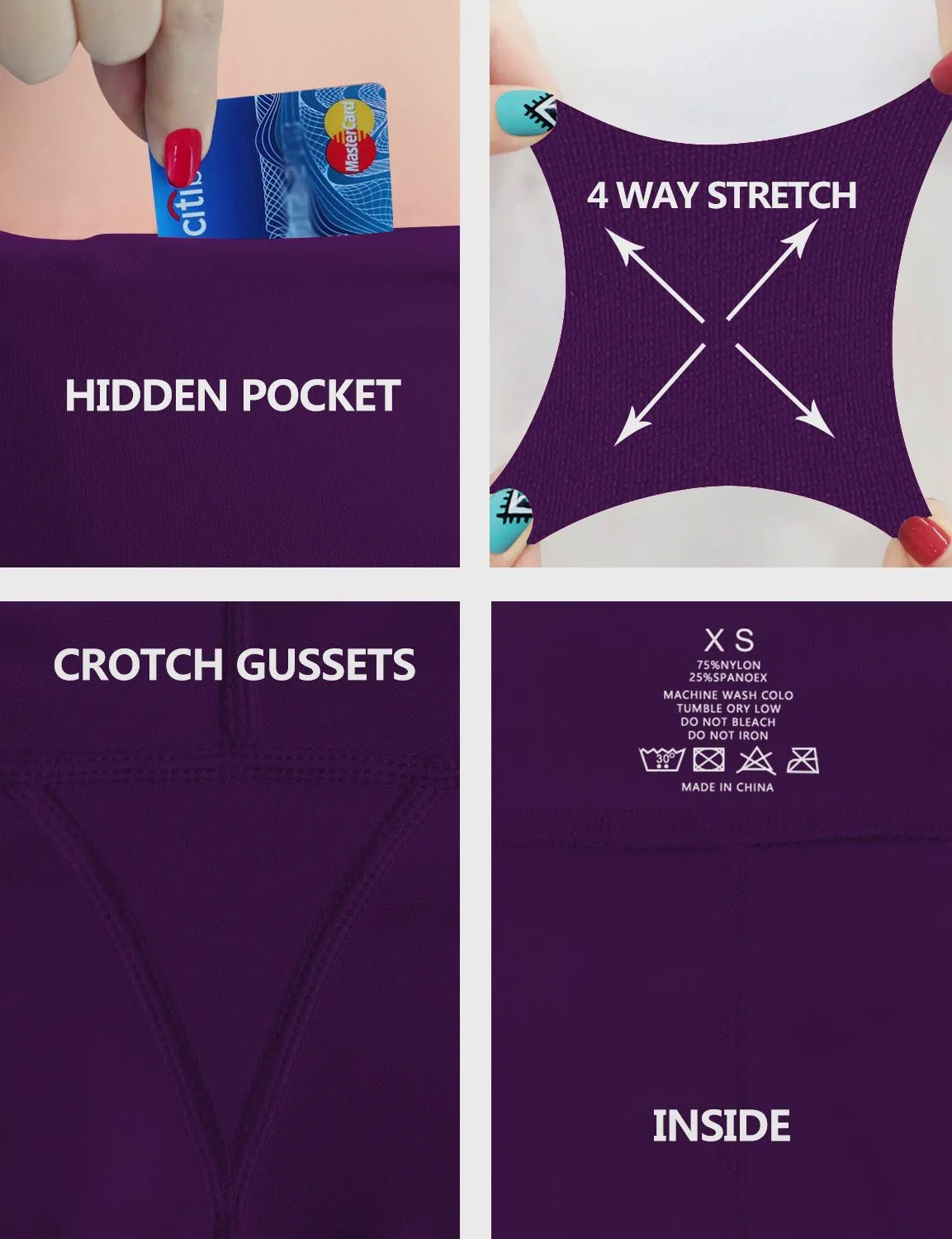 29" 31" 33" 35" Bootcut Leggings with Pockets eggplantpurple ins_Running
