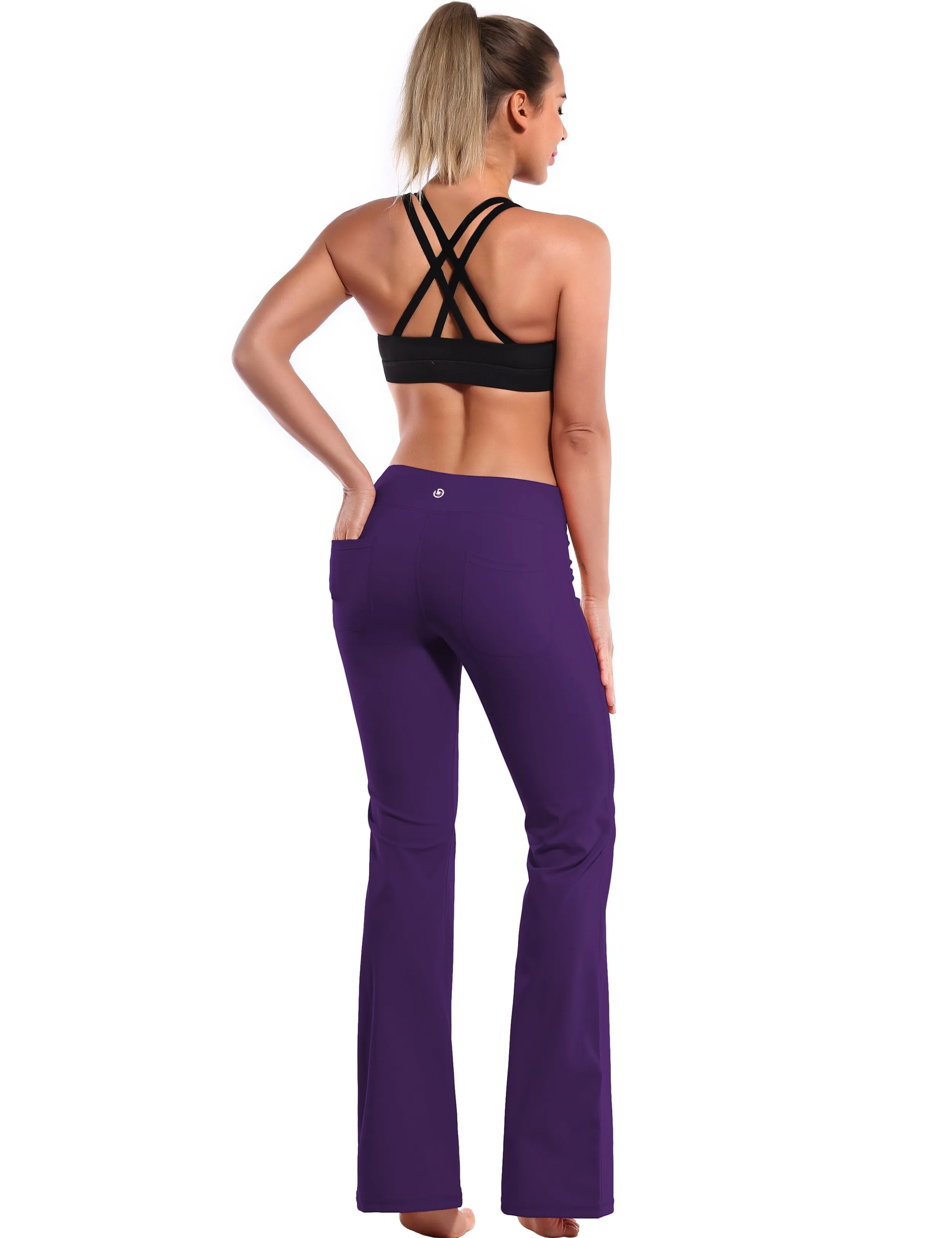 29" 31" 33" 35" Bootcut Leggings with Pockets eggplantpurple ins_Running