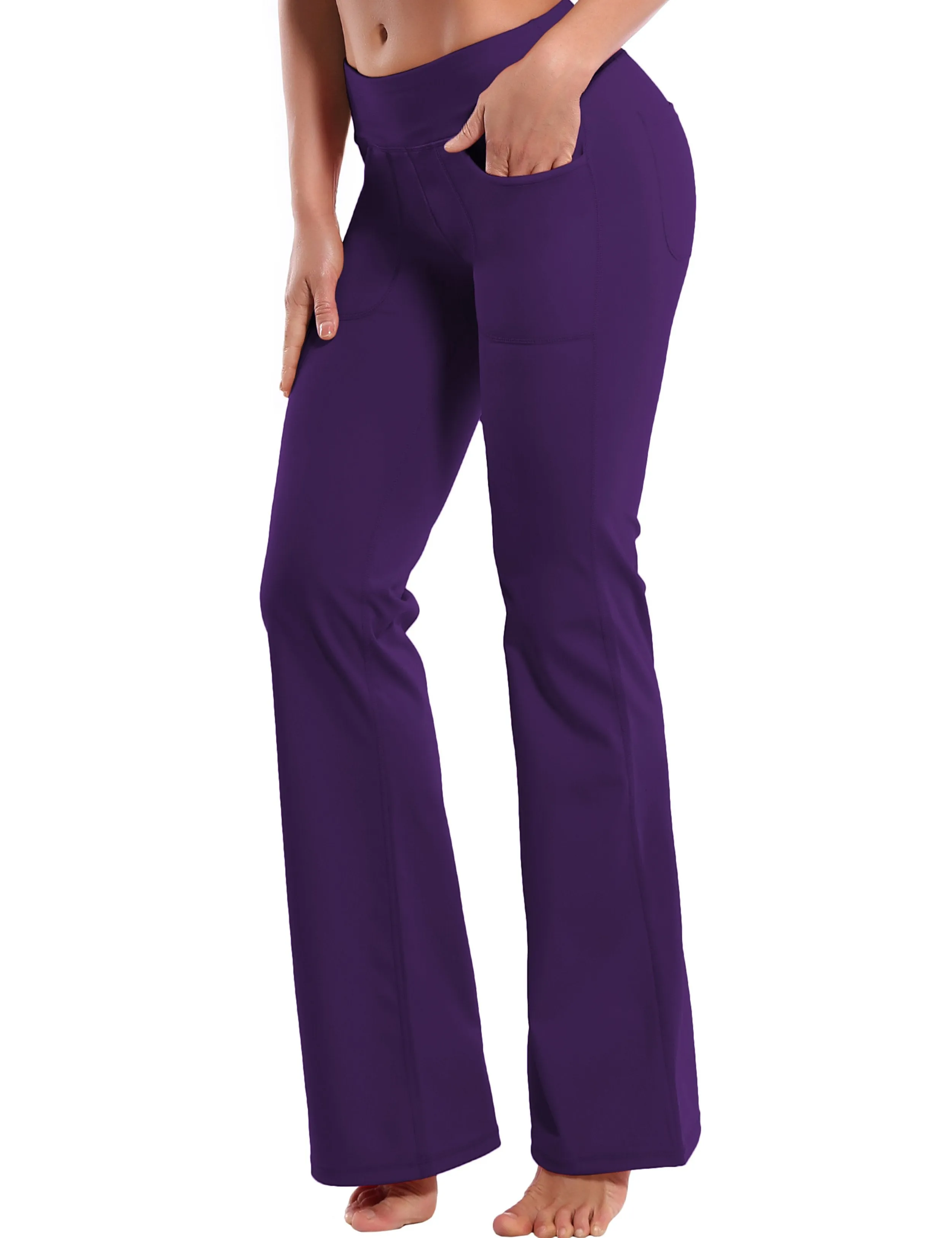 29" 31" 33" 35" Bootcut Leggings with Pockets eggplantpurple ins_Running