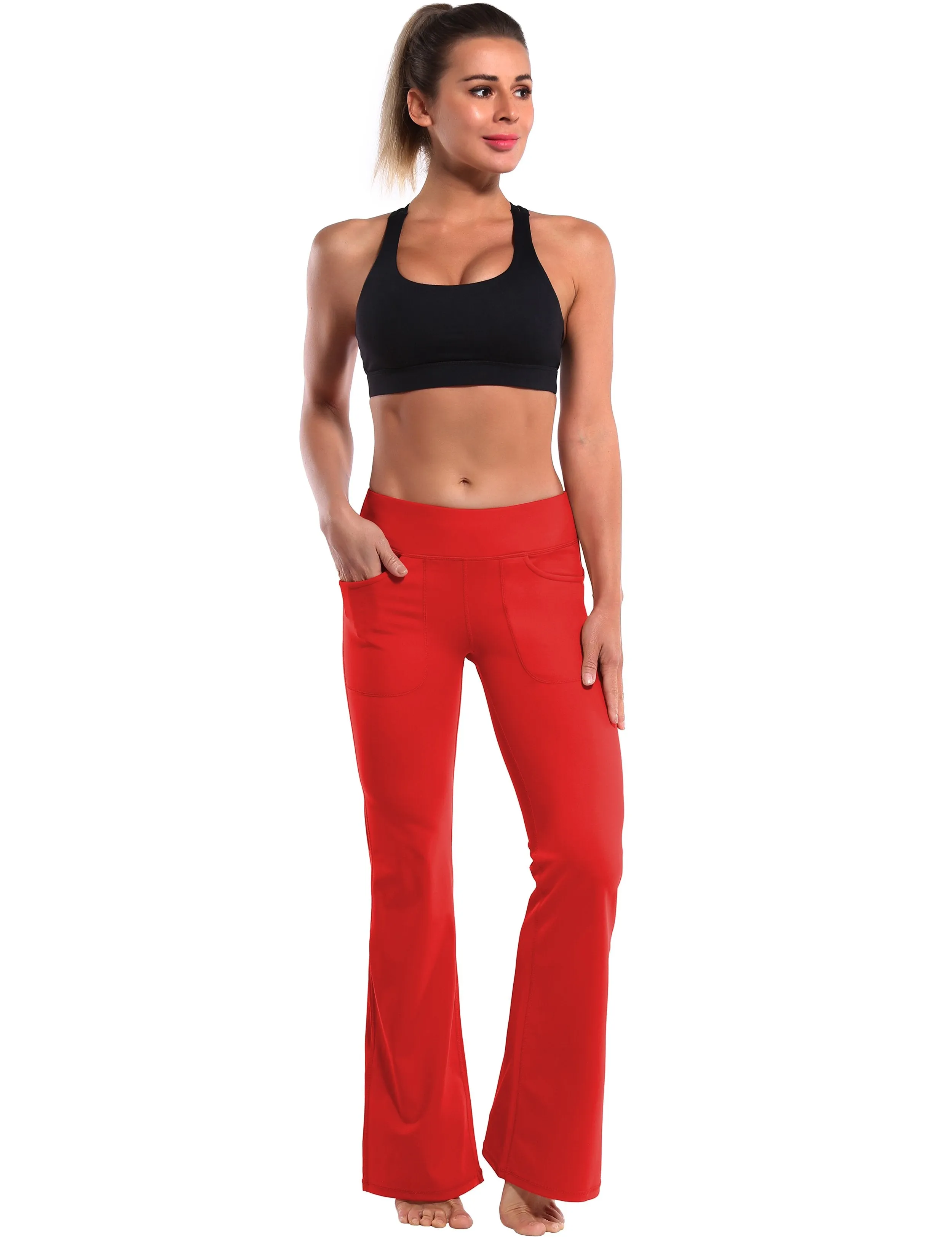 29" 31" 33" 35" Bootcut Leggings with Pockets scarlet ins_Running