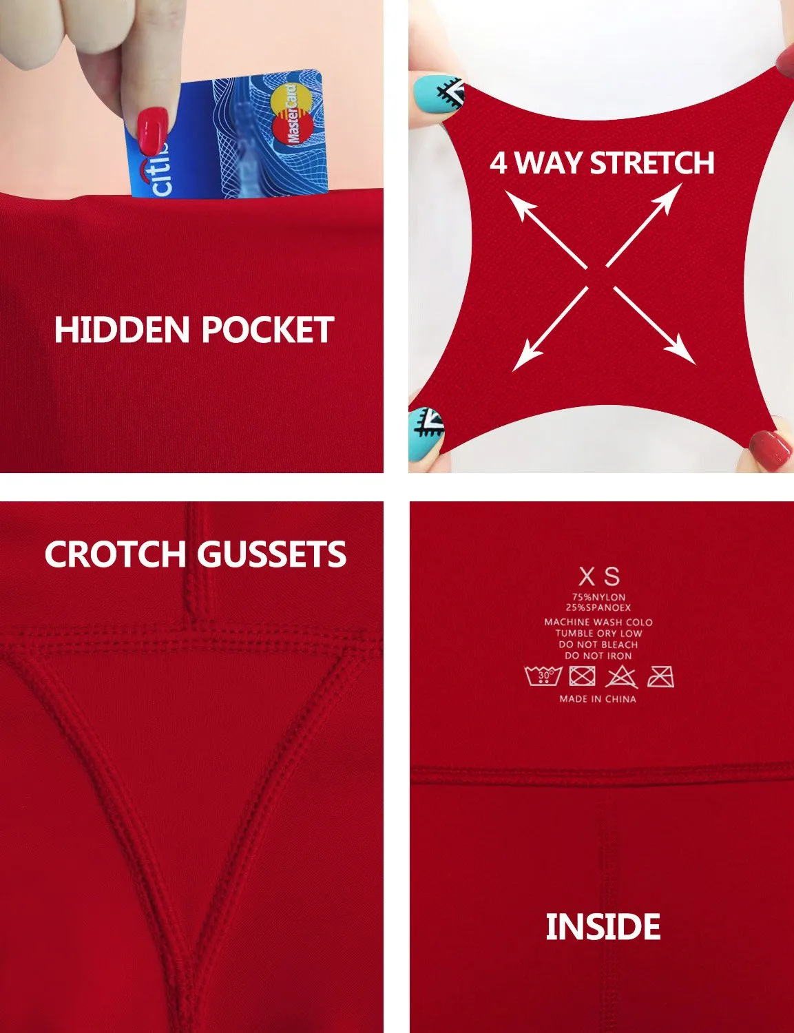 29" 31" 33" 35" Bootcut Leggings with Pockets scarlet ins_Running