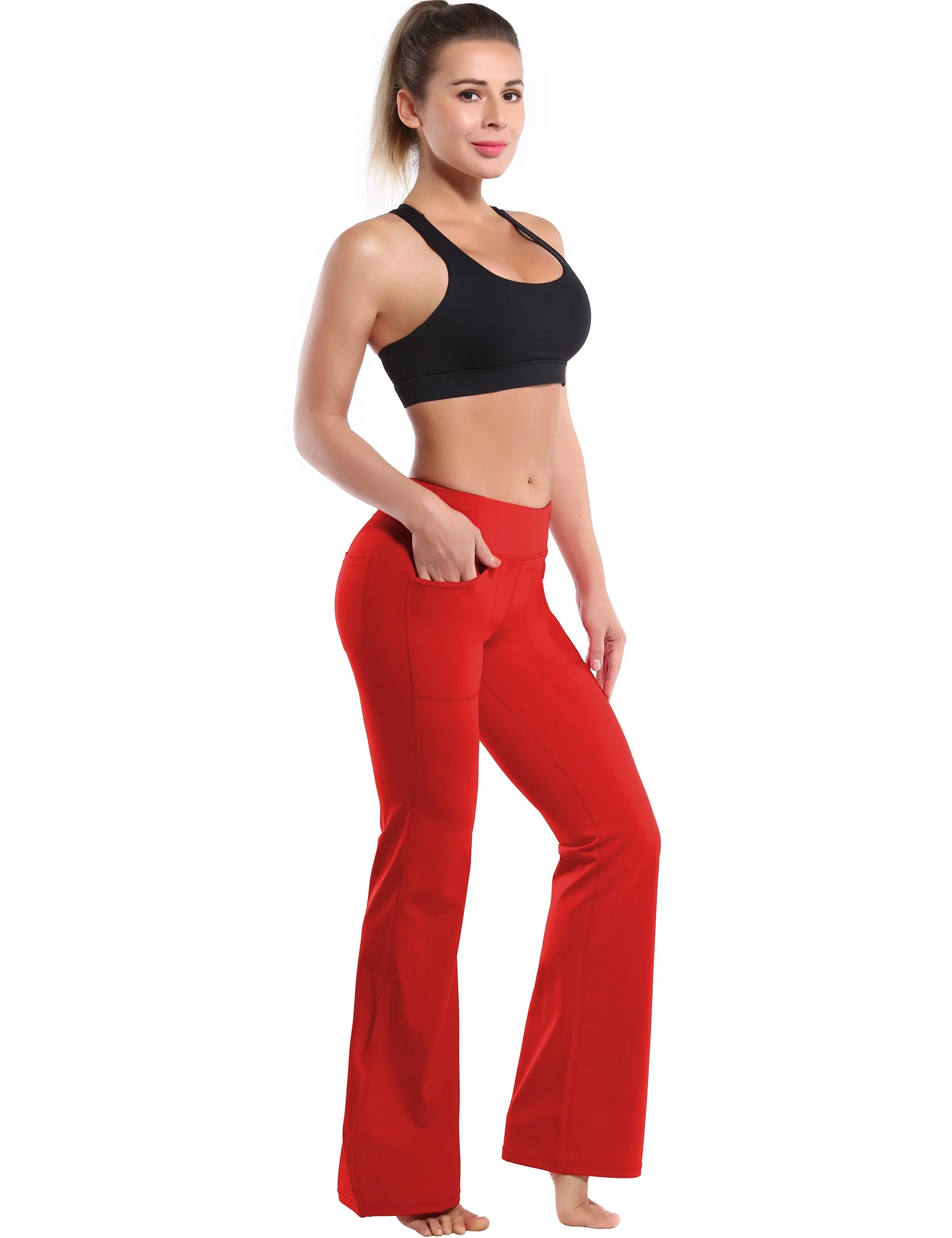 29" 31" 33" 35" Bootcut Leggings with Pockets scarlet ins_Running