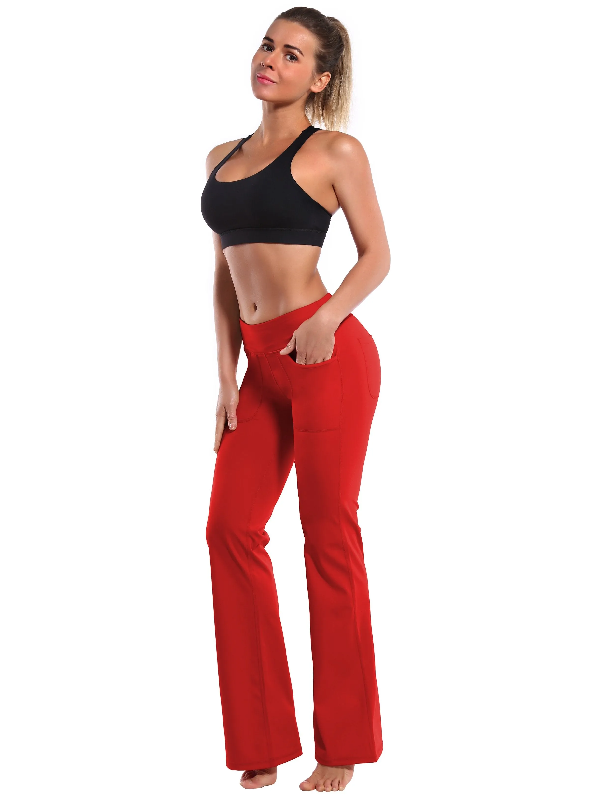 29" 31" 33" 35" Bootcut Leggings with Pockets scarlet ins_Running