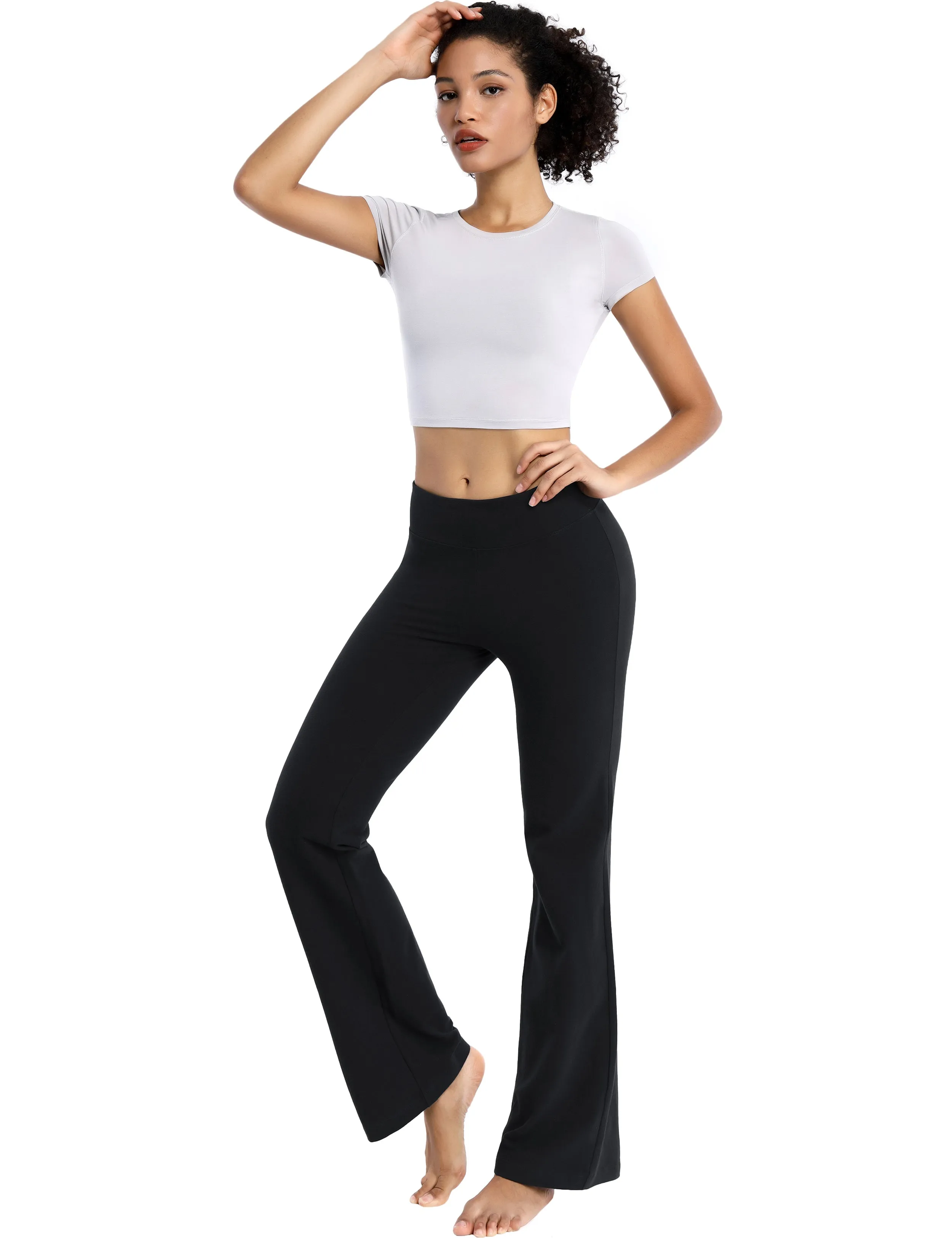 29" 31" 33" 35" Cotton Bootcut Leggings black_Running