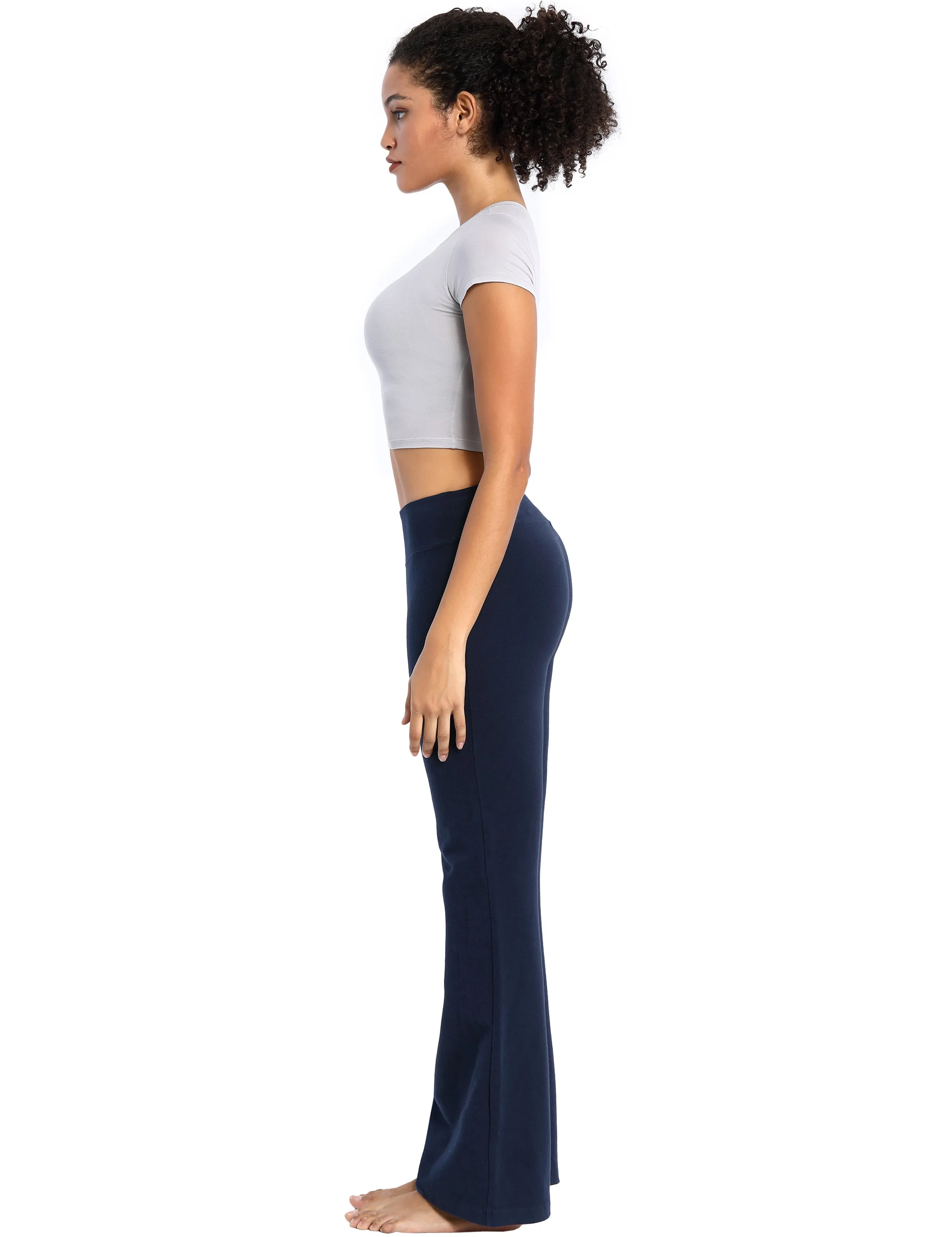 29" 31" 33" 35" Cotton Bootcut Leggings darknavy ins_Running