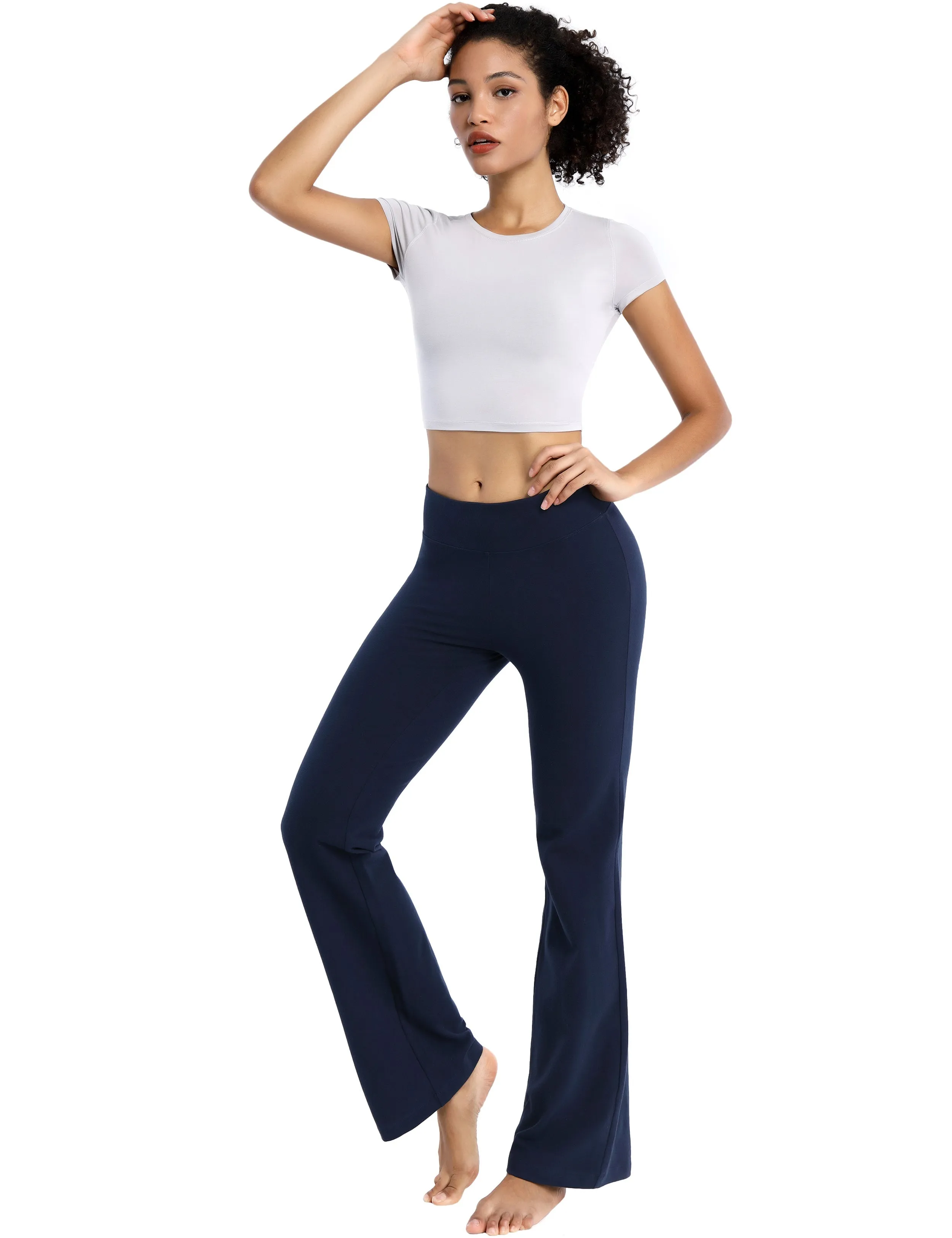 29" 31" 33" 35" Cotton Bootcut Leggings darknavy ins_Running
