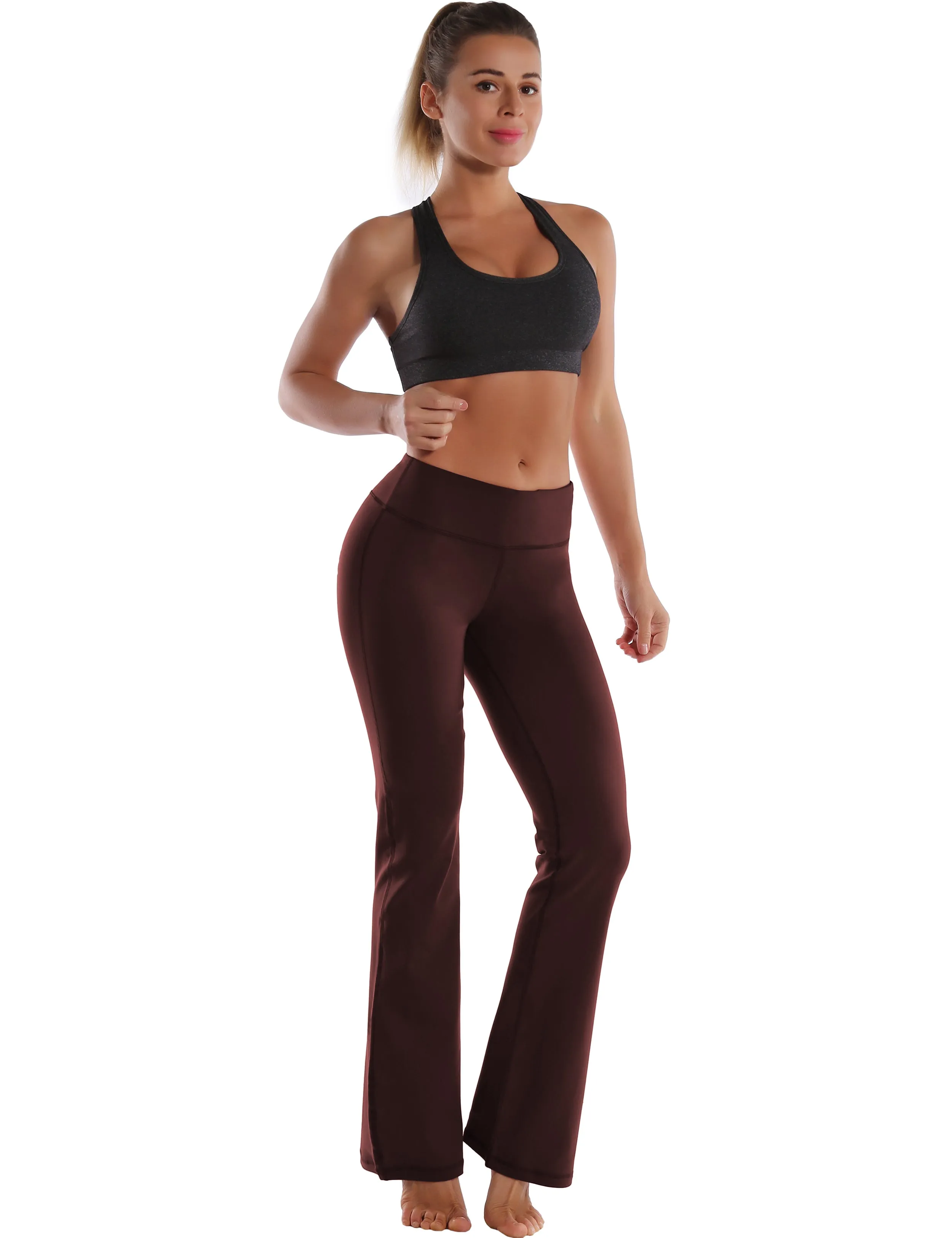 29" 31" 33" 35" Cotton Nylon Bootcut Leggings mahoganymaroon_Running