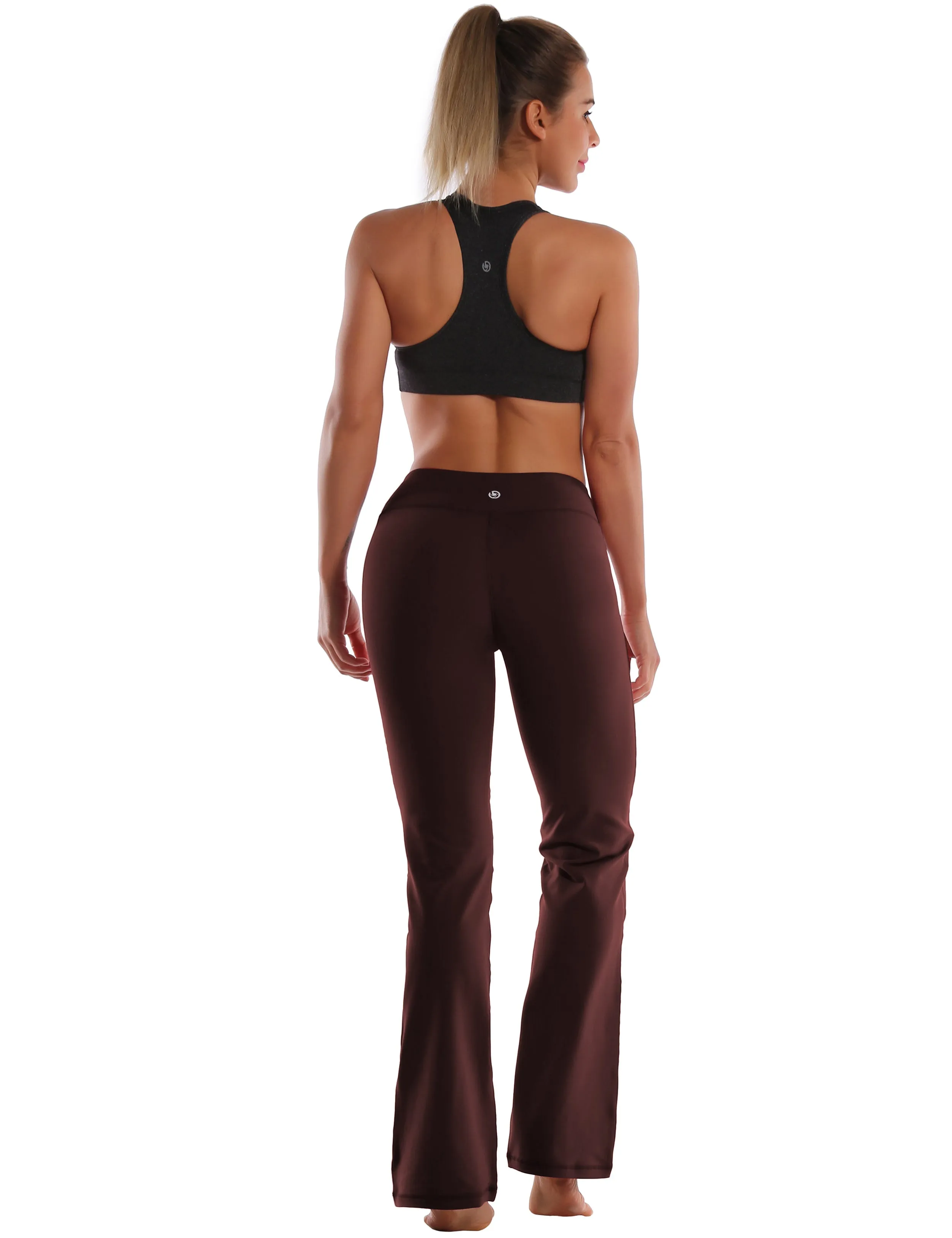 29" 31" 33" 35" Cotton Nylon Bootcut Leggings mahoganymaroon_Running