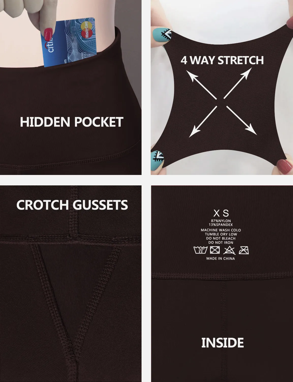 29" 31" 33" 35" Cotton Nylon Bootcut Leggings mahoganymaroon_Running