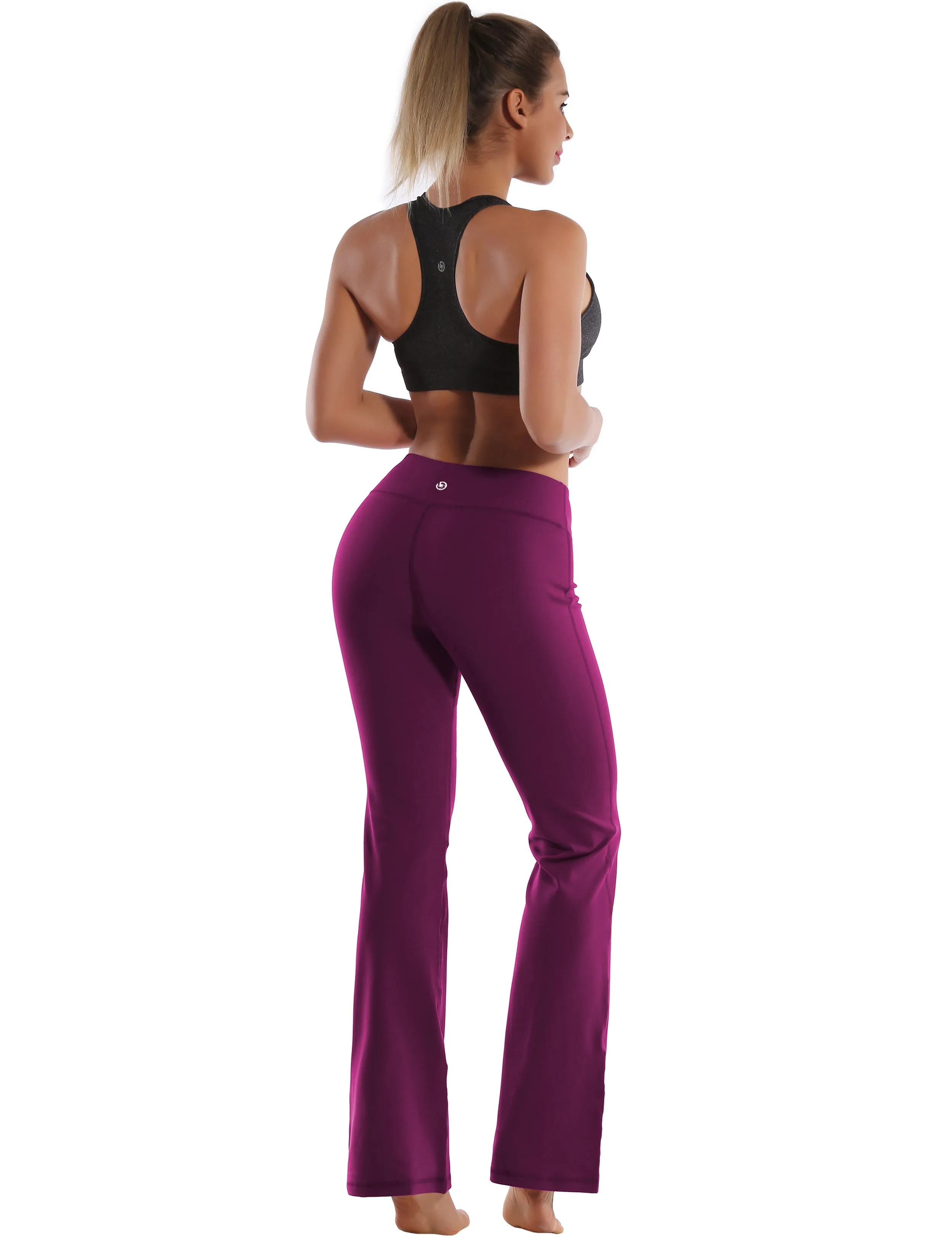 29" 31" 33" 35" Cotton Nylon Bootcut Leggings plum_Running