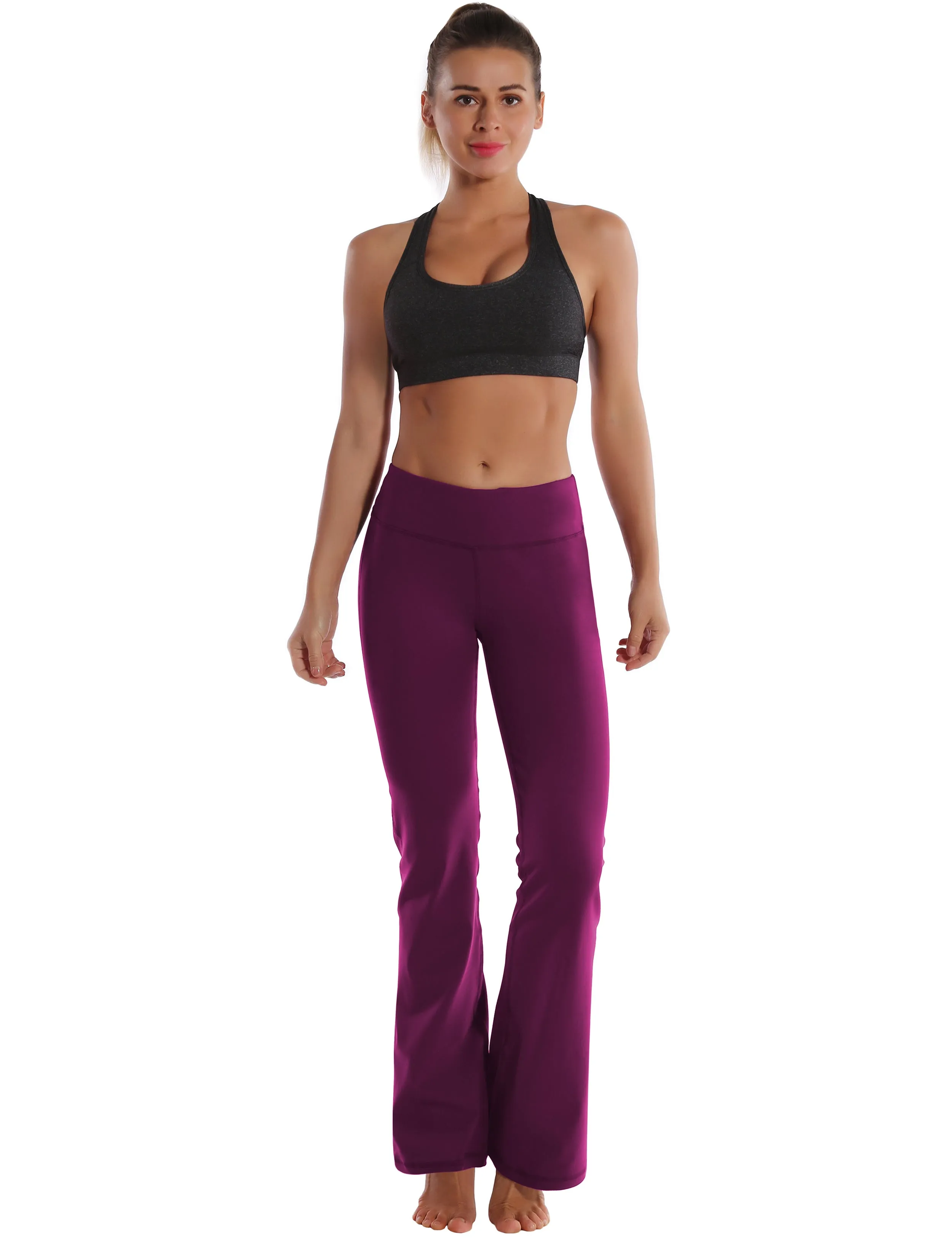 29" 31" 33" 35" Cotton Nylon Bootcut Leggings plum_Running