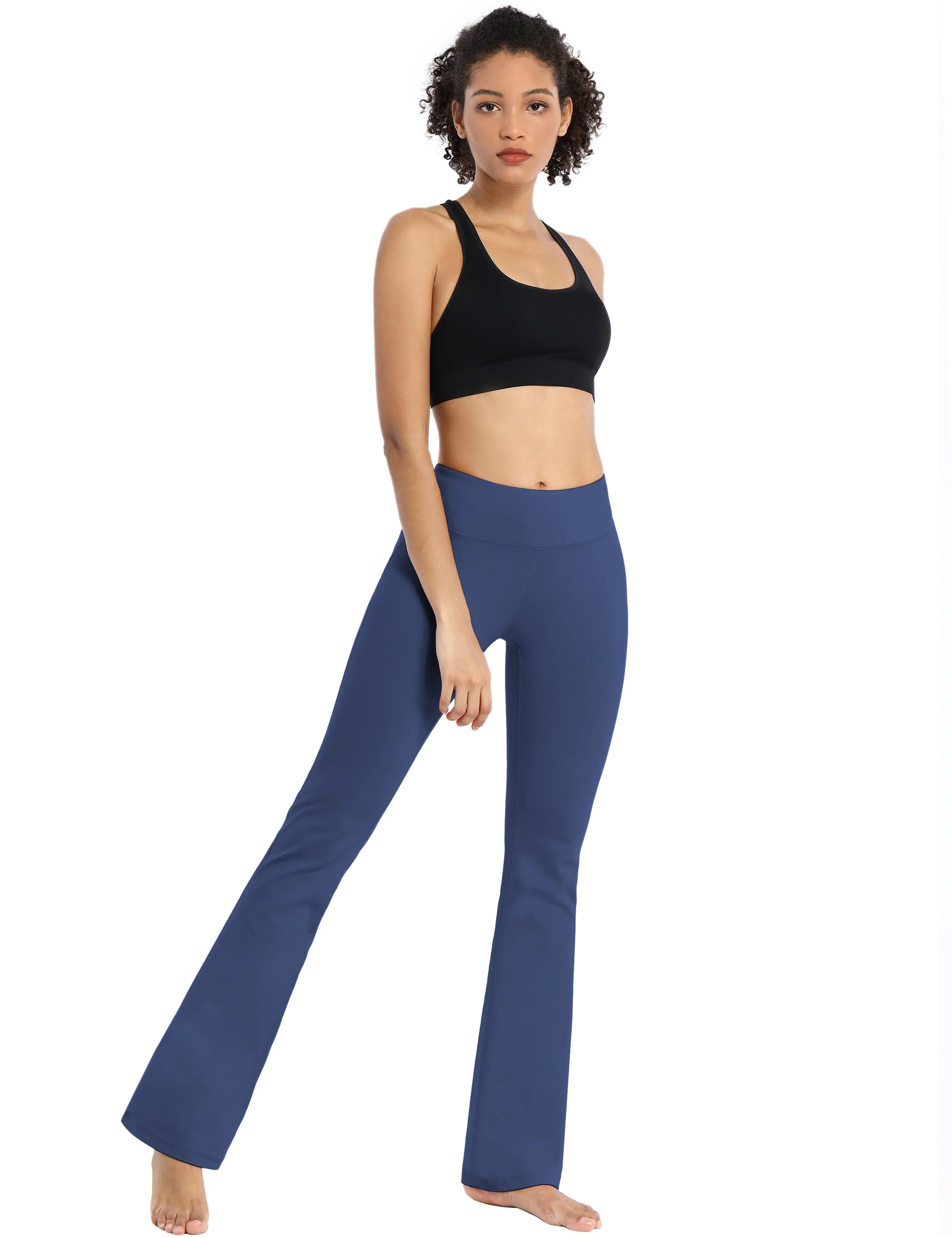 29" 31" 33" 35" Cotton Nylon Bootcut Leggings purplishblue_Running