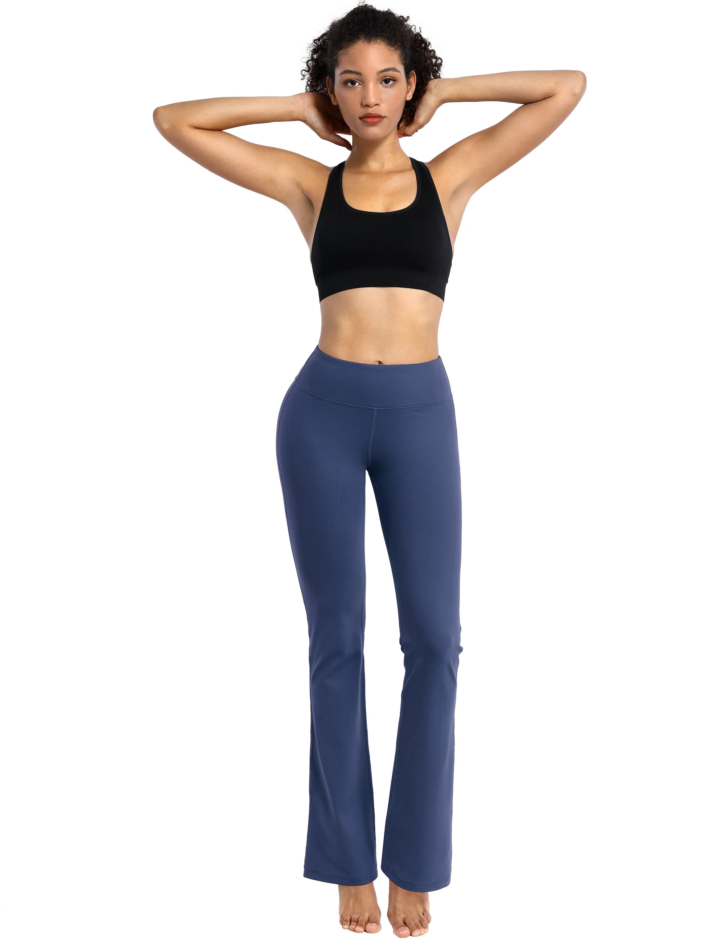 29" 31" 33" 35" Cotton Nylon Bootcut Leggings purplishblue_Running