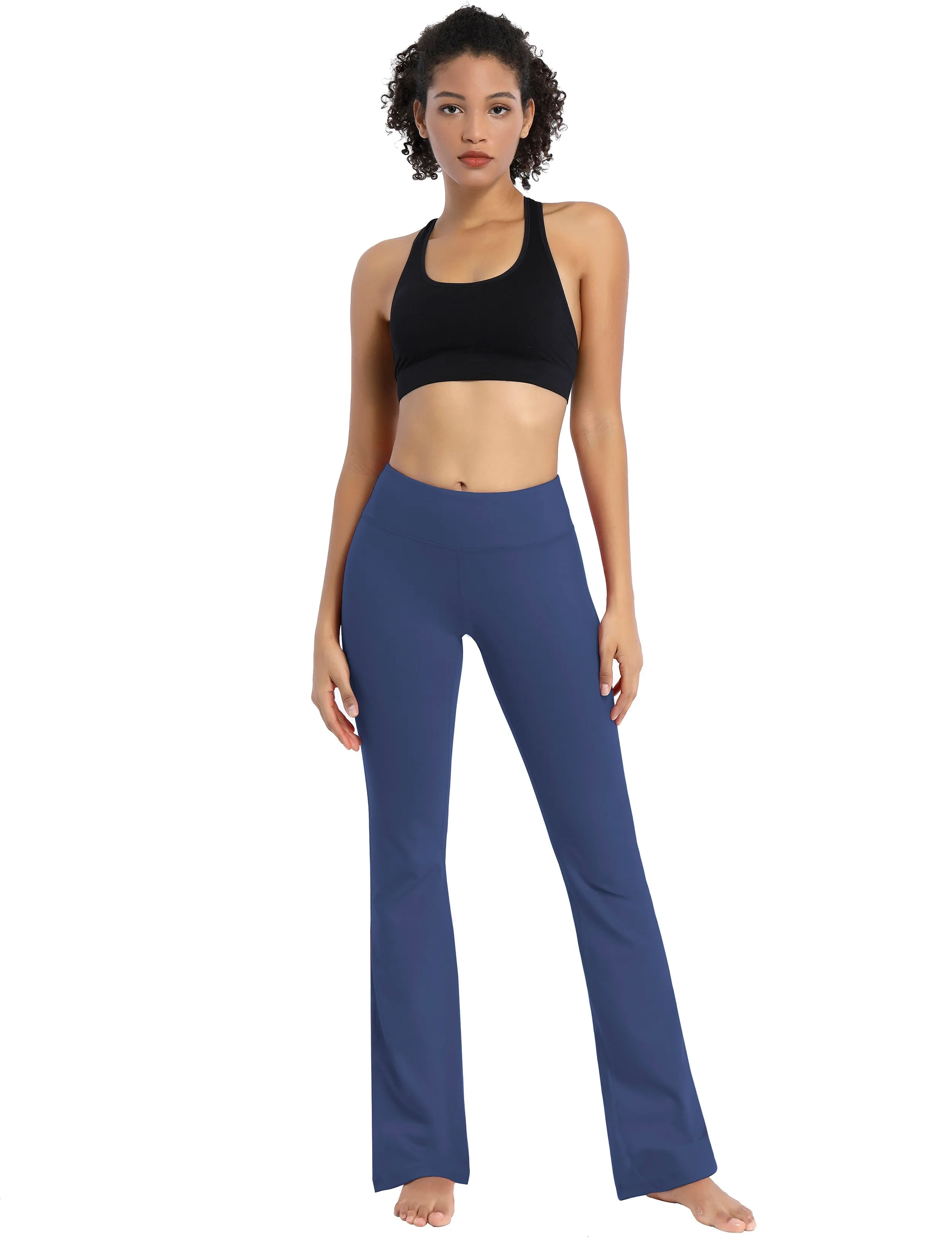 29" 31" 33" 35" Cotton Nylon Bootcut Leggings purplishblue_Running