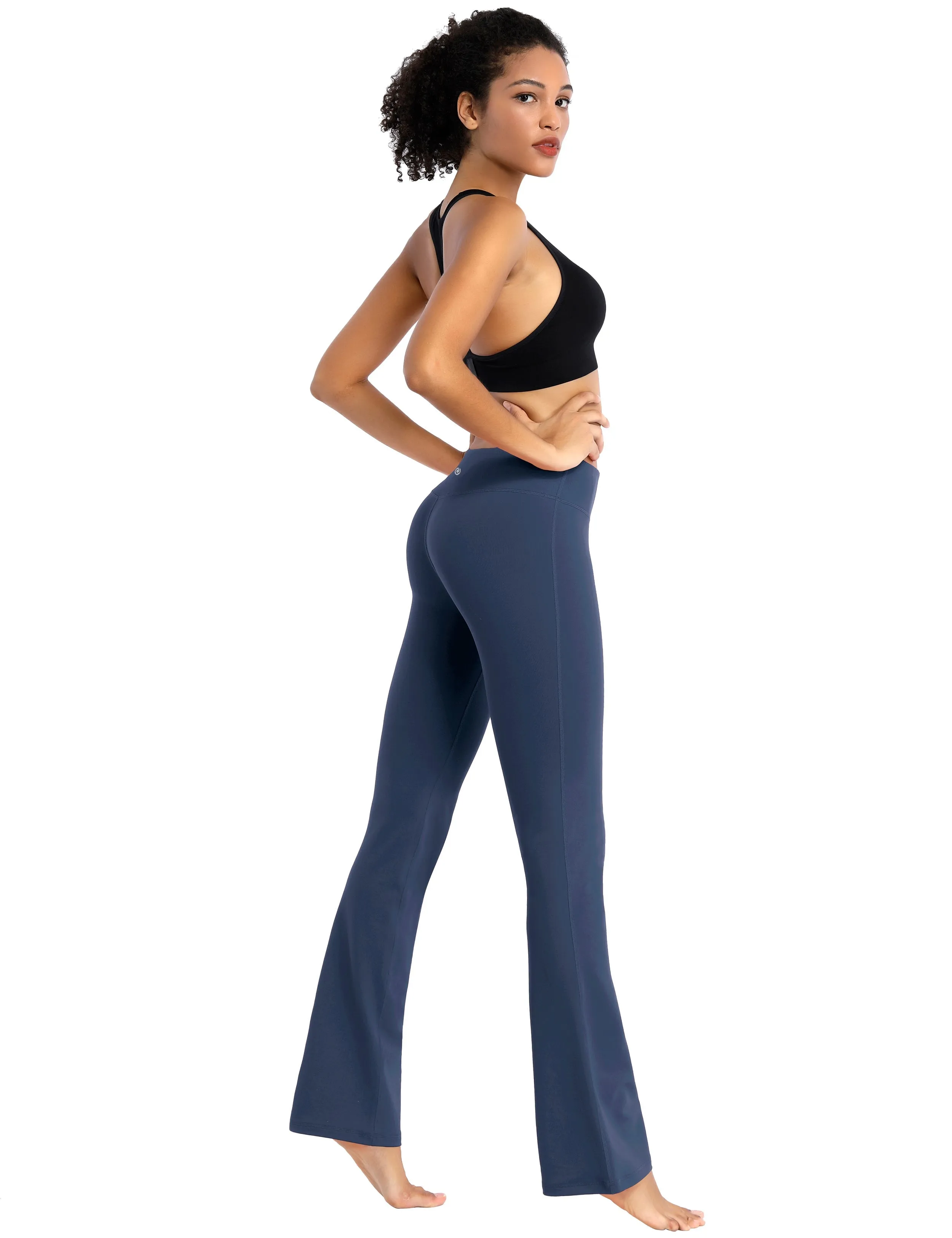 29" 31" 33" 35" Cotton Nylon Bootcut Leggings purplishblue_Running